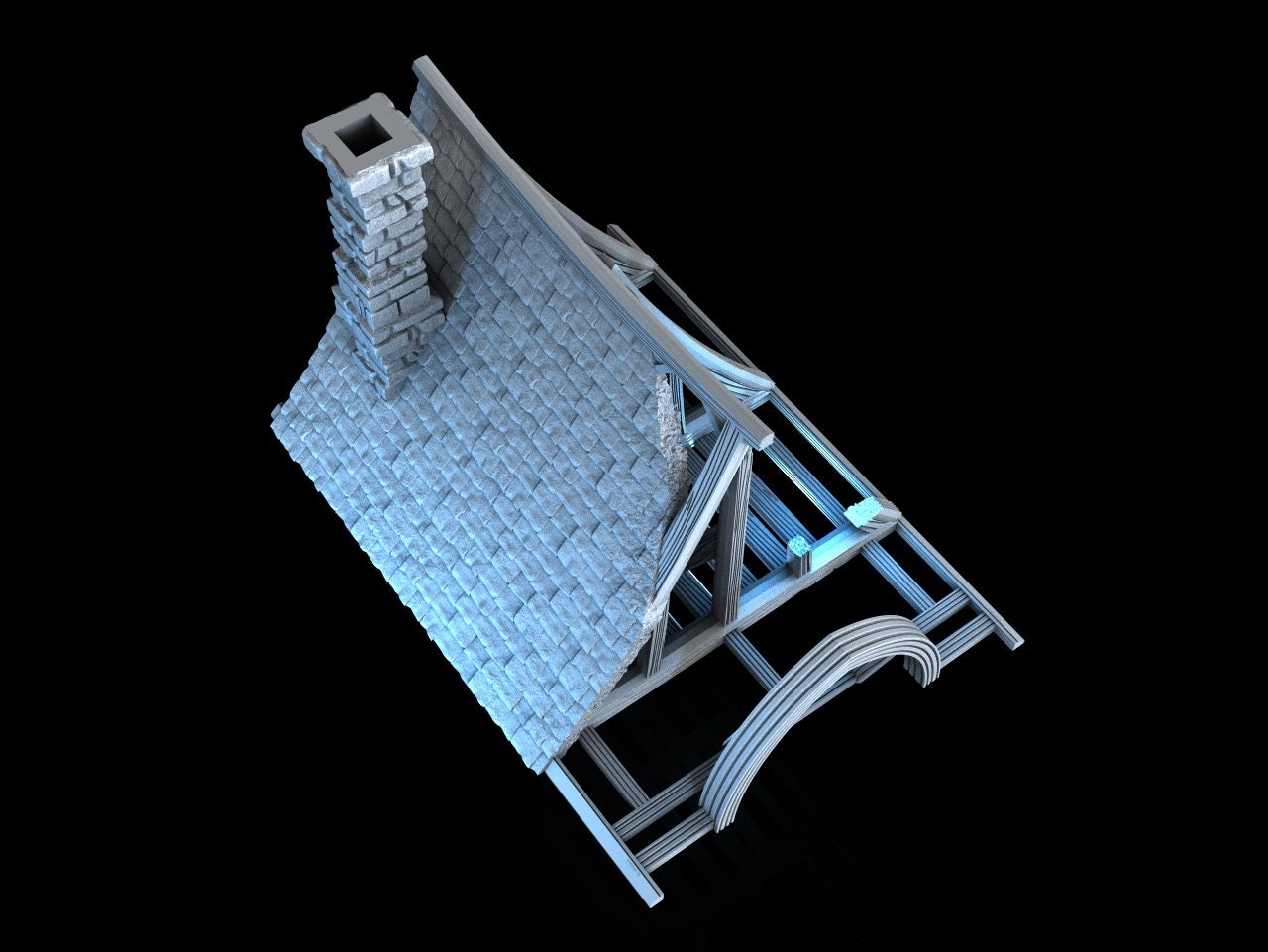 Medieval Town scenery building - Beetroot House in Ruins - PLA for Oldworld, Dungeon & Dragons, Frostgrave, Fantasy battle skirmish wargame