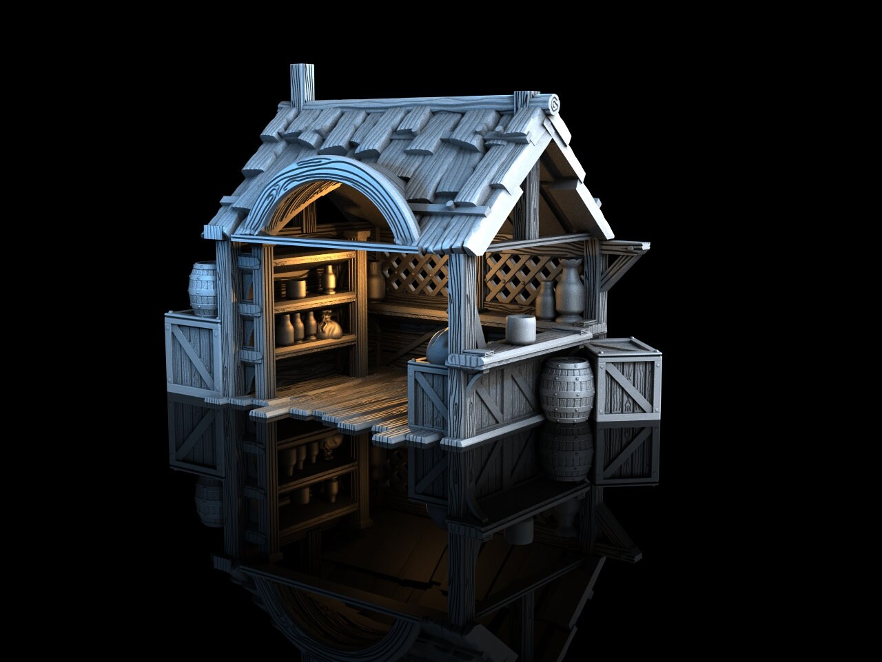 Medieval Town scenery building - Market Stall - PLA for Oldworld, Dungeon & Dragons, Frostgrave, Fantasy battle, skirmish wargame