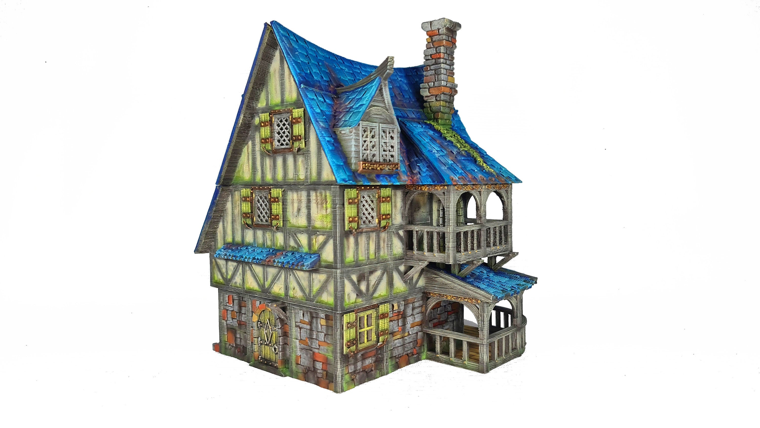 Medieval Town scenery building - The Cobalt Dragon - PLA for Oldworld, Dungeon & Dragons, Frostgrave, Fantasy battle, skirmish wargame