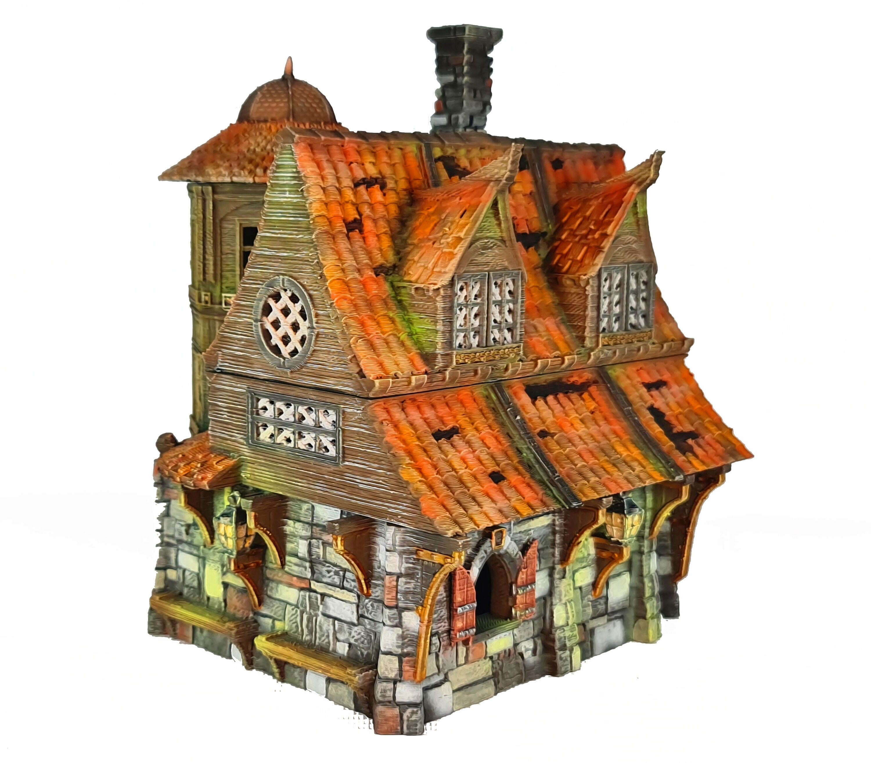 Medieval Town scenery building - Grimmsdale Manor - PLA for Oldworld, Dungeon & Dragons, Frostgrave, Fantasy battle, skirmish wargame