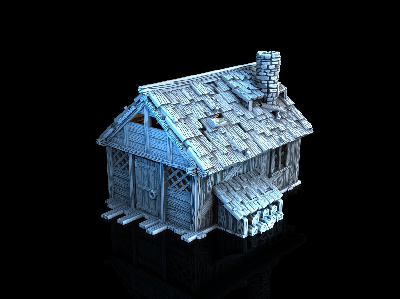 Medieval Town scenery building - Lumberjack Hut - PLA for Oldworld, Dungeon & Dragons, Frostgrave, Fantasy battle, skirmish wargame