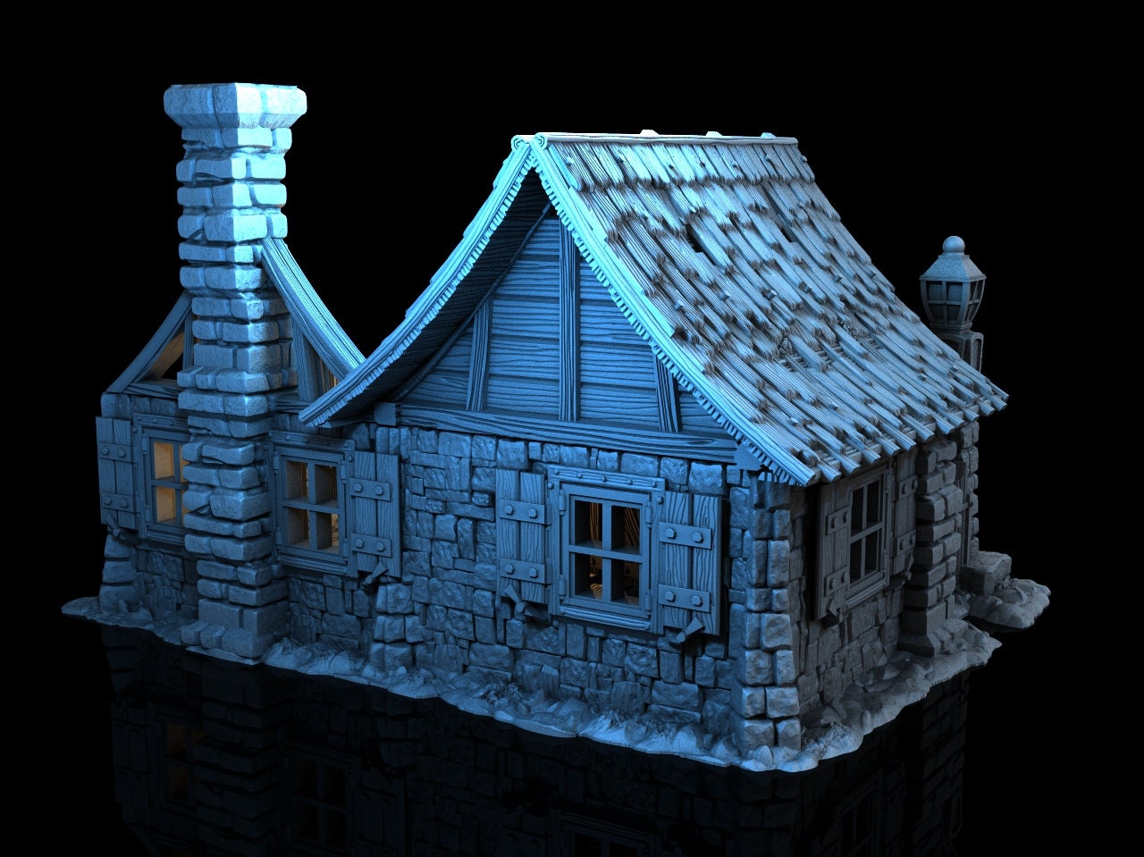 Medieval Town scenery building - House In Ruins - PLA for Oldworld, Dungeon & Dragons, Frostgrave, Fantasy battle, skirmish wargame