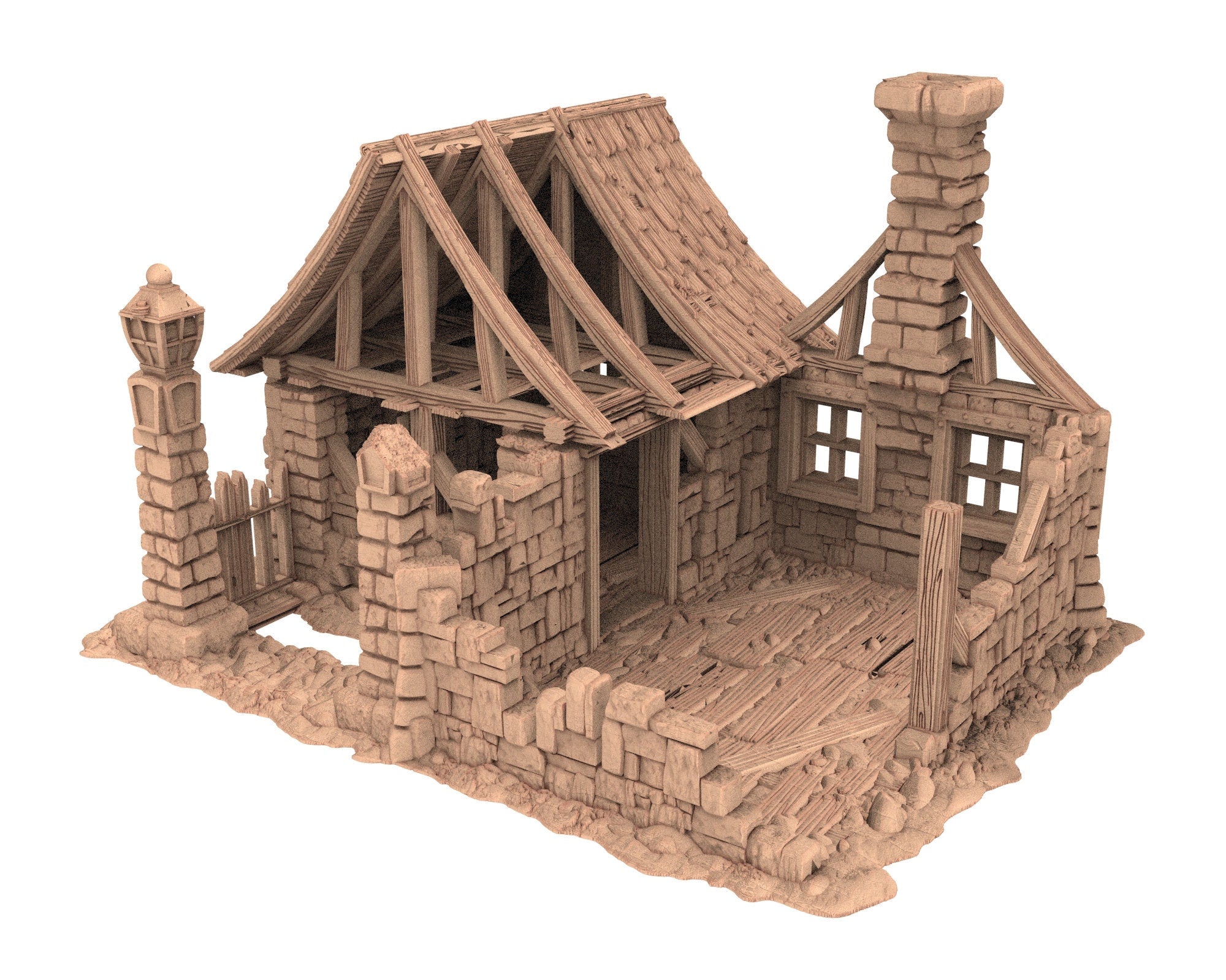 Medieval Town scenery building - House In Ruins - PLA for Oldworld, Dungeon & Dragons, Frostgrave, Fantasy battle, skirmish wargame