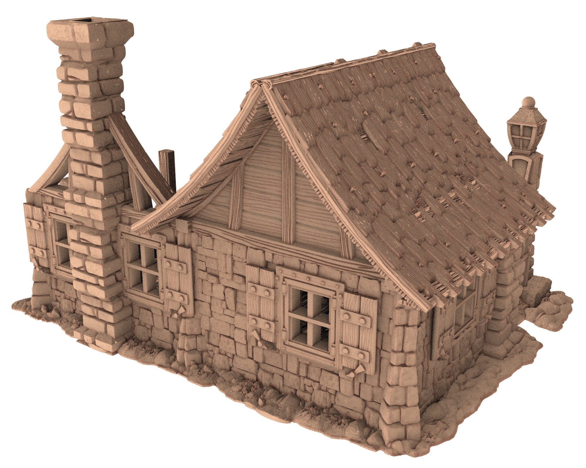 Medieval Town scenery building - House In Ruins - PLA for Oldworld, Dungeon & Dragons, Frostgrave, Fantasy battle, skirmish wargame