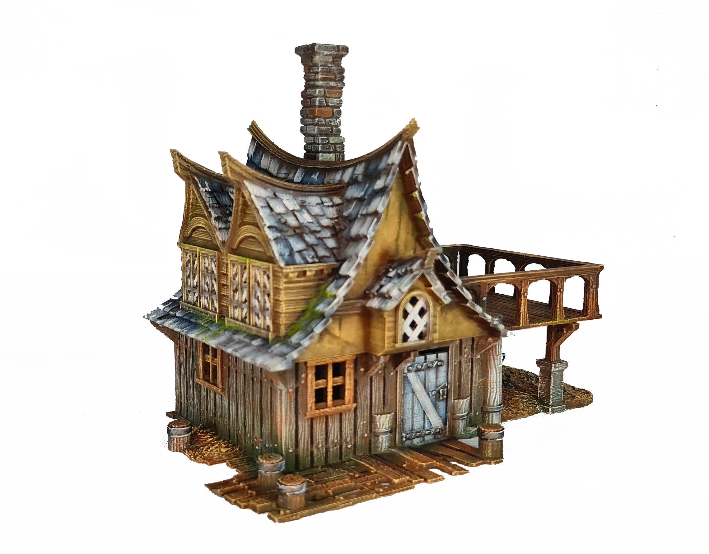 Medieval Town scenery building - River Master's Hut - PLA for Oldworld, Dungeon & Dragons, Frostgrave, Fantasy battle, skirmish wargame