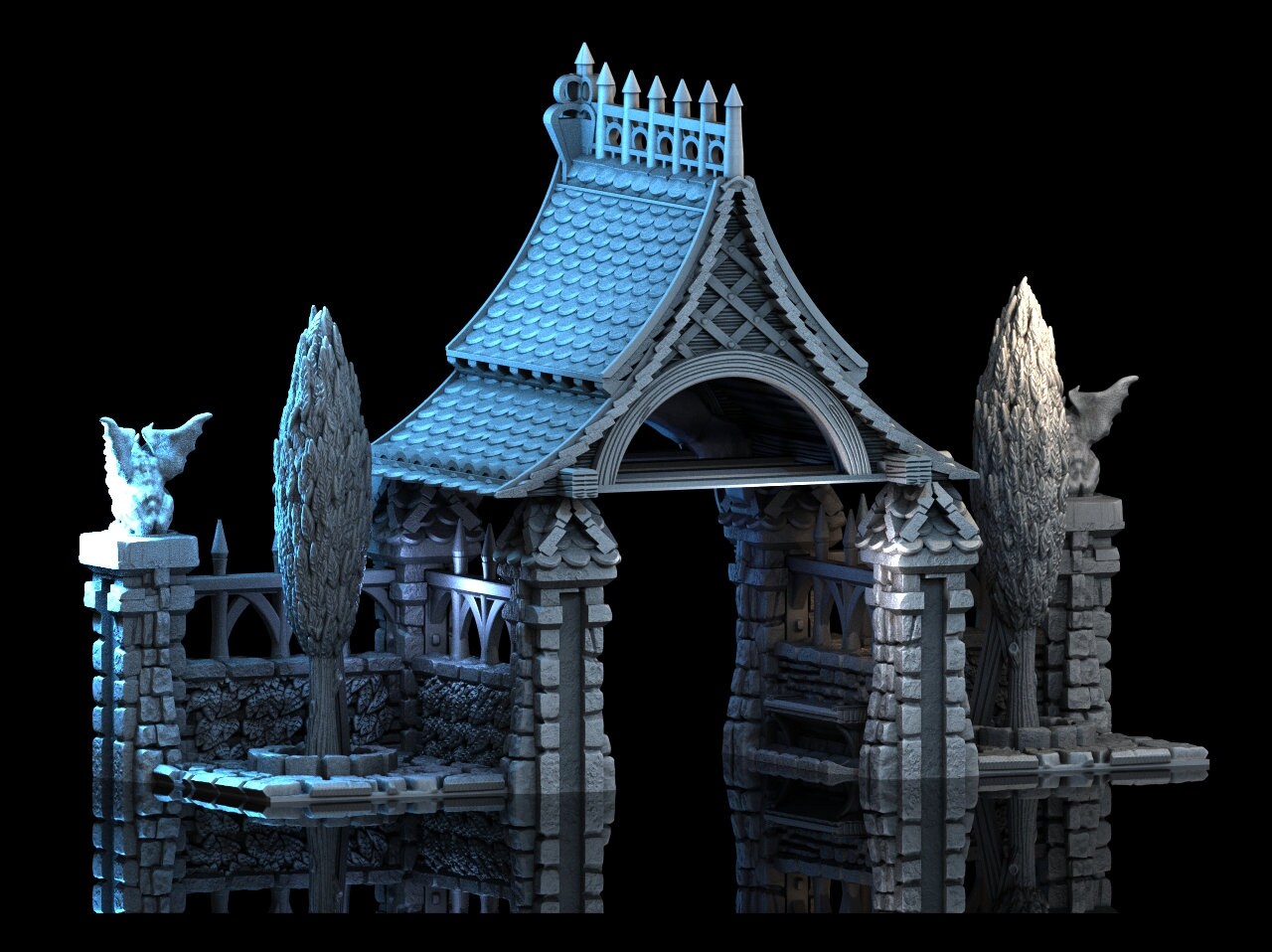 Medieval Town scenery building - Ruined Cloister - PLA for Oldworld, Dungeon & Dragons, Frostgrave, Fantasy battle, skirmish wargame