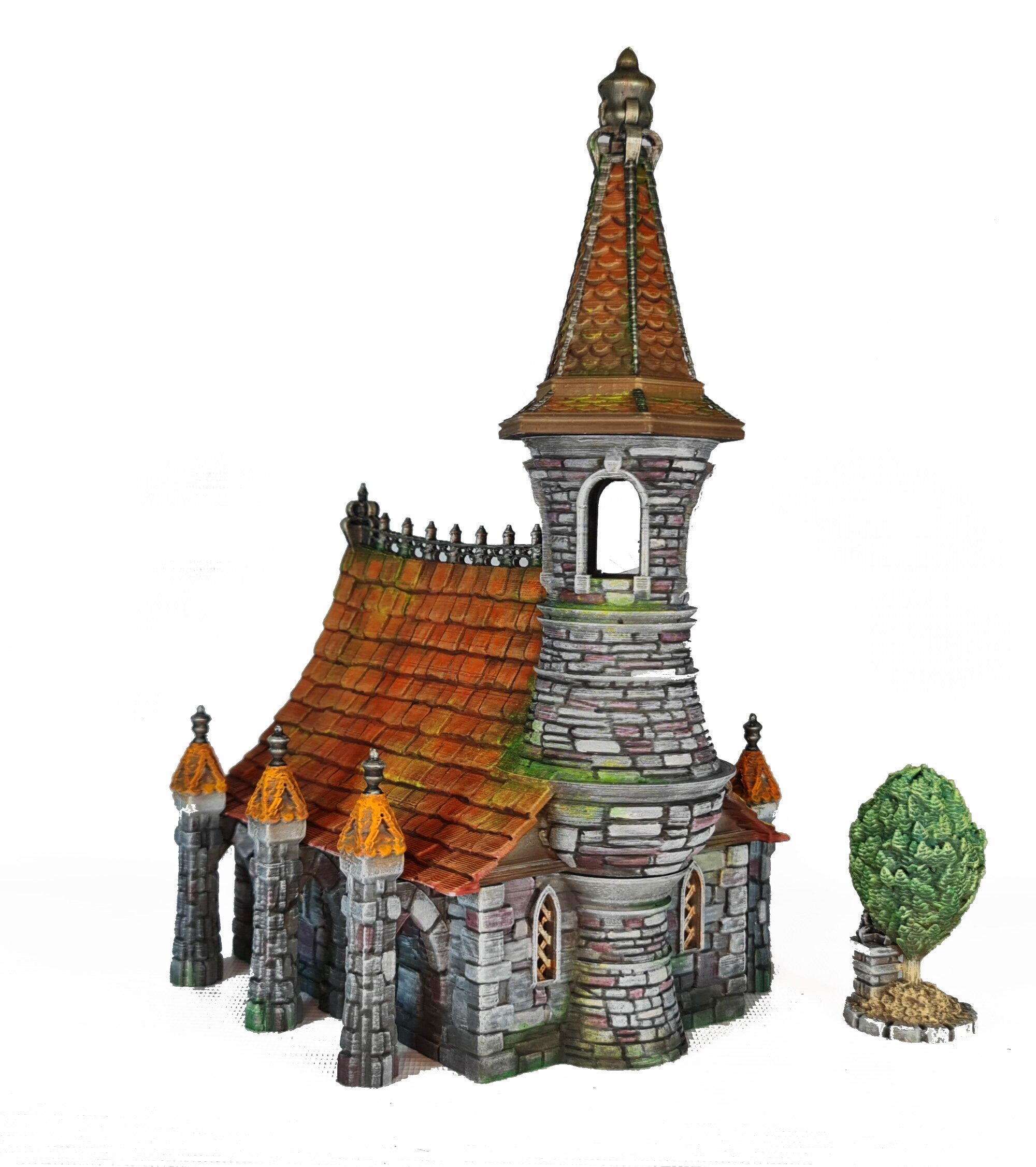 Medieval Town scenery building - Saggy Bottom Chapel - PLA for Oldworld, Dungeon & Dragons, Frostgrave, Fantasy battle, skirmish wargame