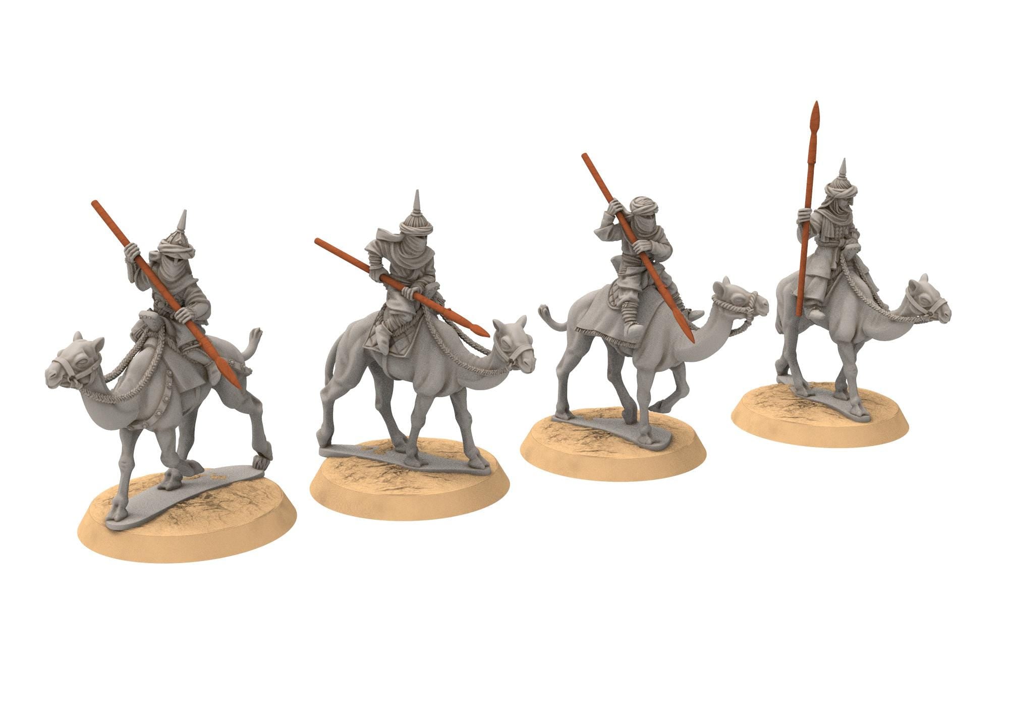 Harad - Southron Camel Riders Spears, Berber nomads, Harad Bedouin Arabs Sarazins Medbury miniatures for wargame DnD, Lotr...