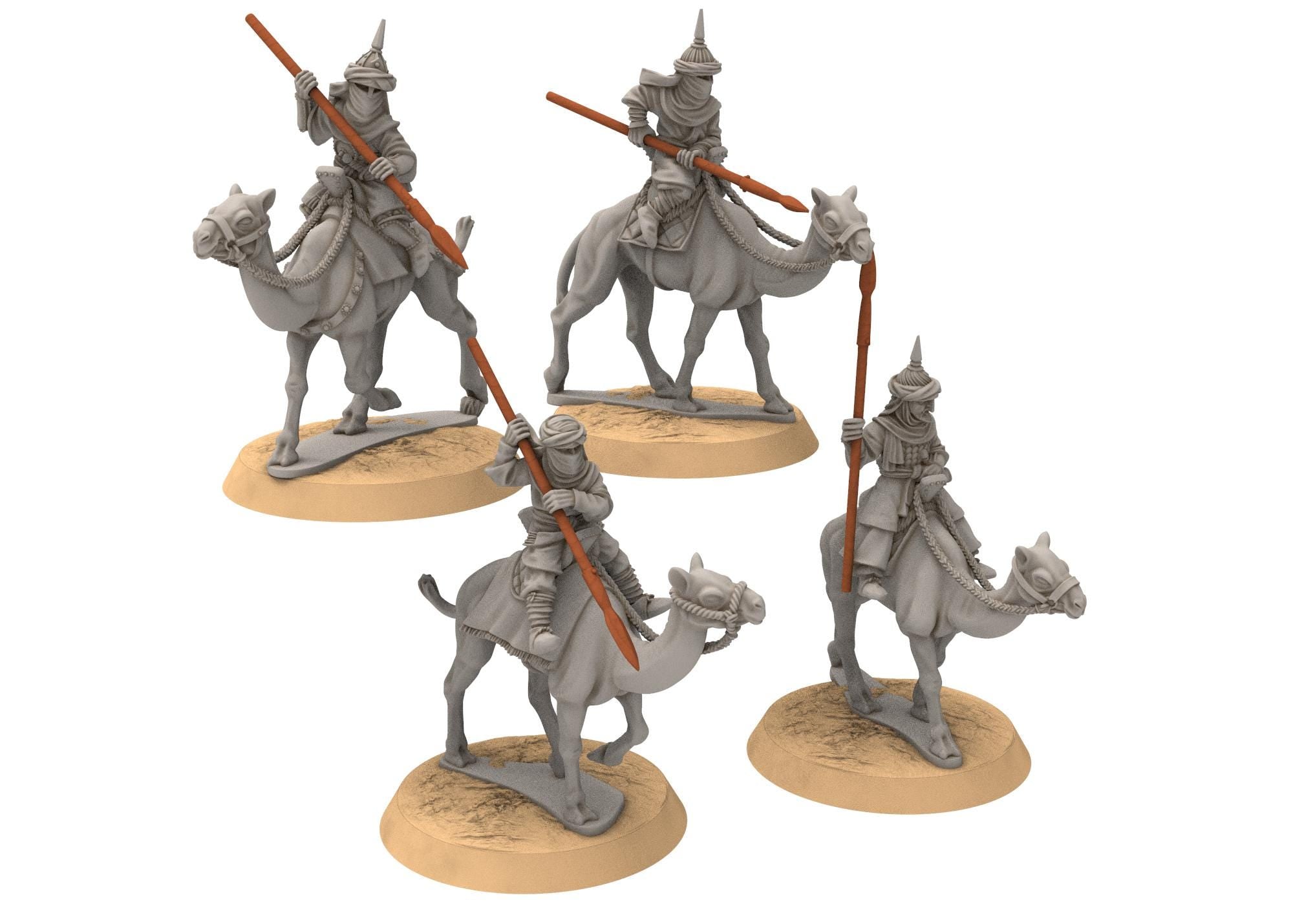 Harad - Southron Camel Riders Spears & Shields, Berber nomads, Harad Bedouin Arabs Sarazins Medbury miniatures for wargame DnD, Lotr...