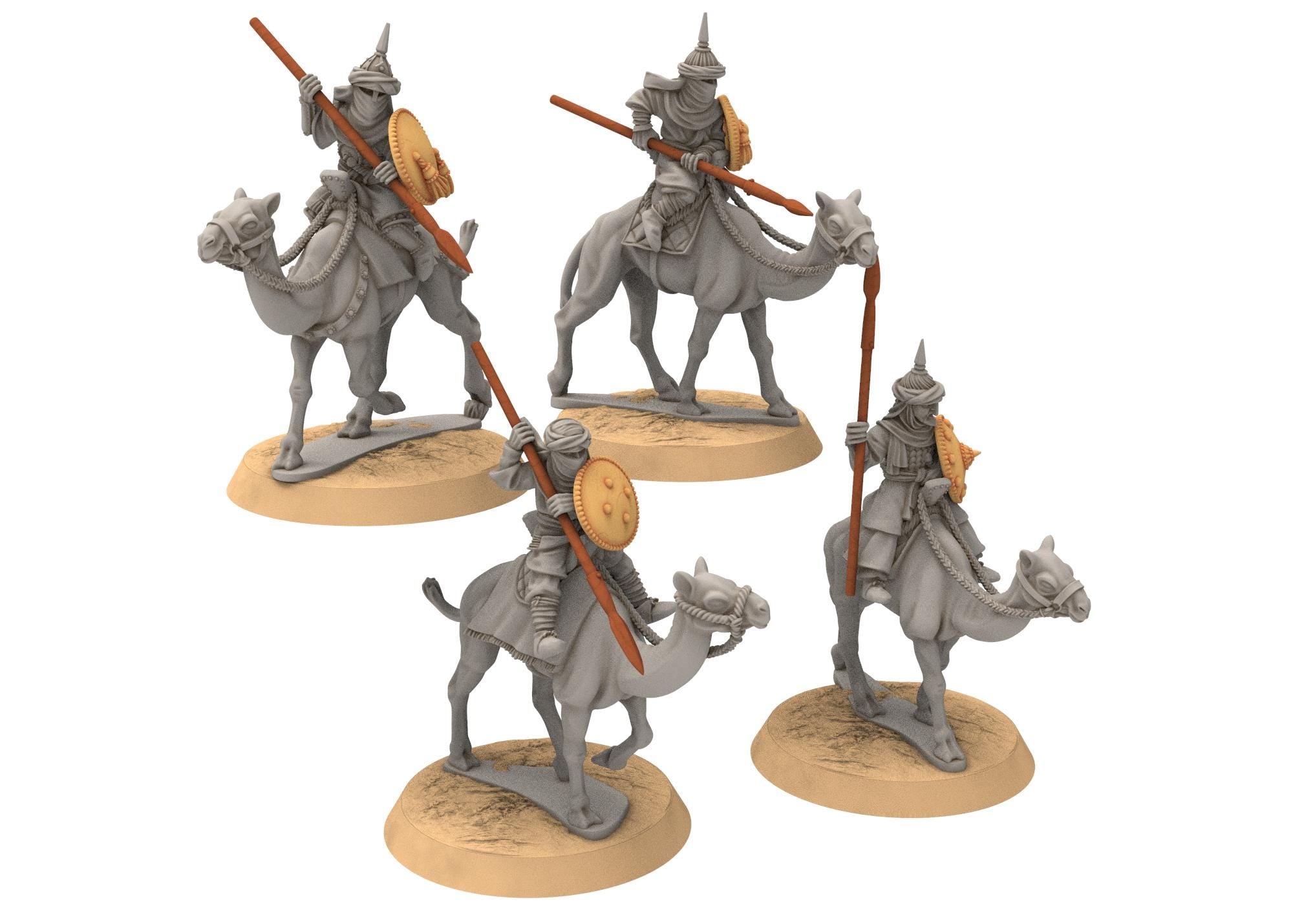 Harad - Southron Camel Riders Spears, Berber nomads, Harad Bedouin Arabs Sarazins Medbury miniatures for wargame DnD, Lotr...