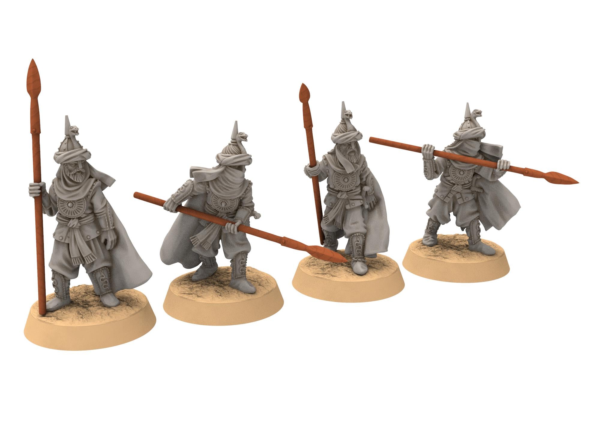 Harad - Southron Mounted Palace Guards with Spears, Berber nomads, Harad Bedouin Arabs Sarazins Medbury miniatures for wargame DnD, Lotr...