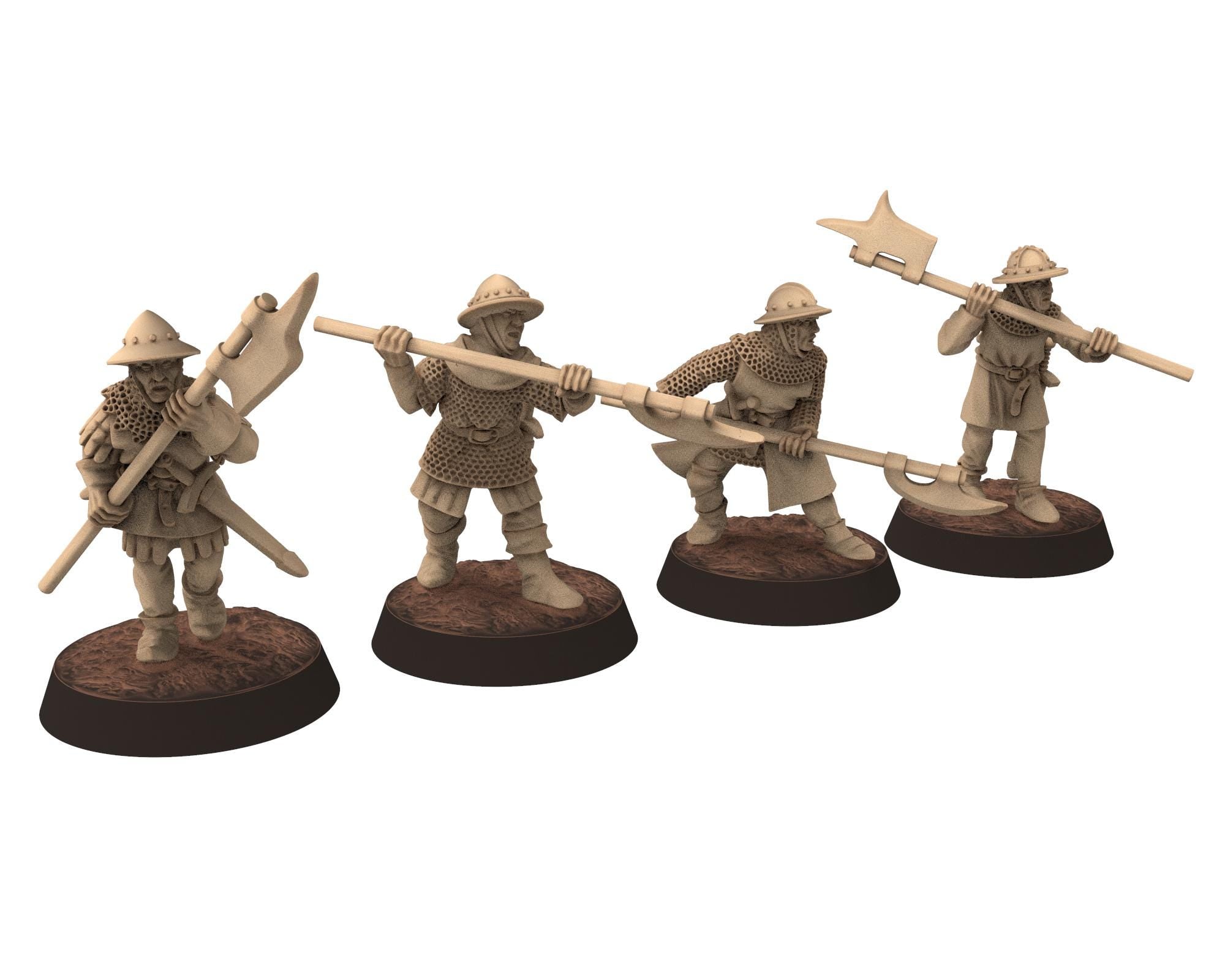 Medieval - Billmen 14th Century Men At Arms, 100 Years War, 28mm Historical Wargame, Saga... Medbury miniatures