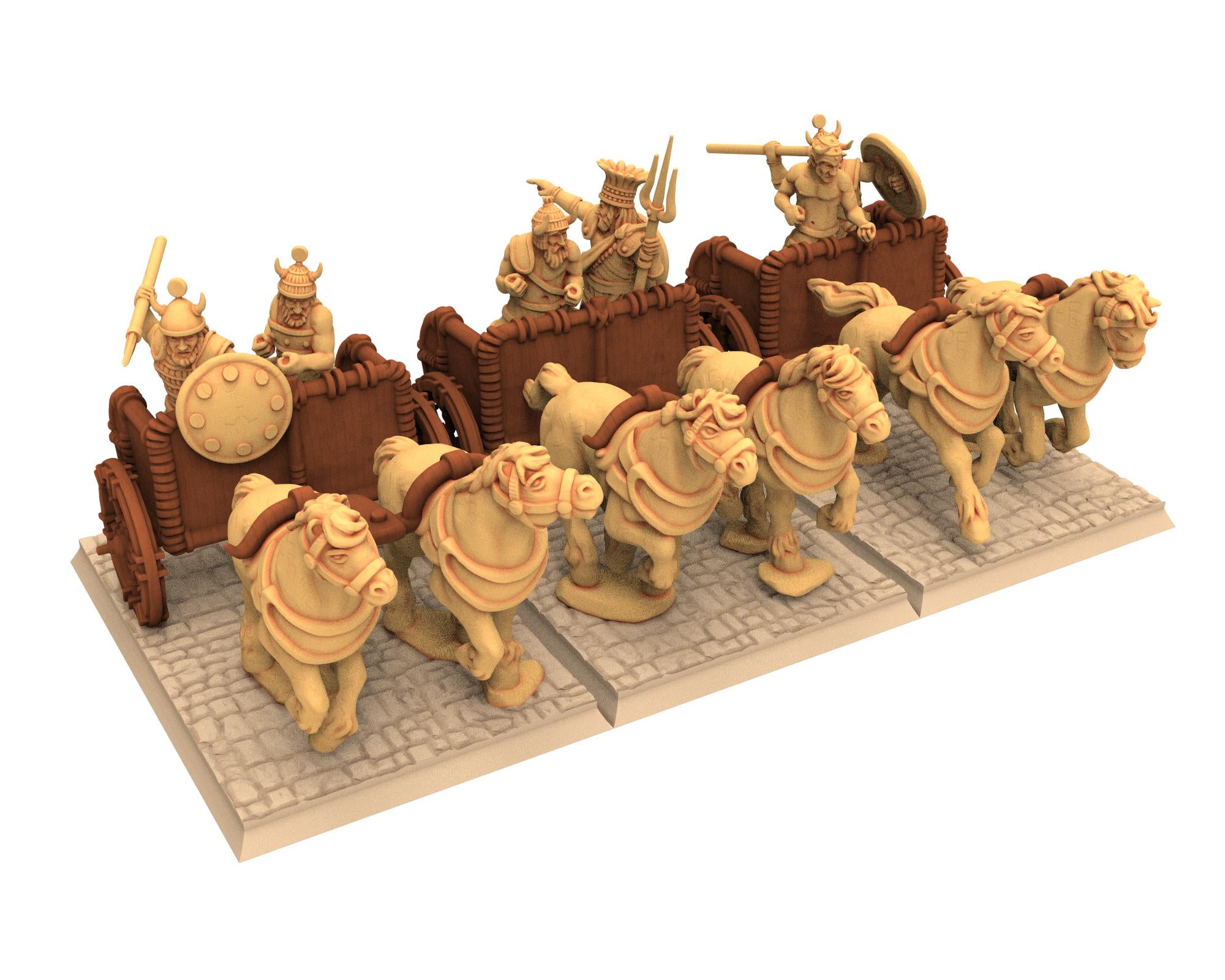 Biblical times - Sea people - General on Chariots of war, elite warrior - 28mm/15mm - Historical Wargame, Hail Caesar, DBA, DBM... RedCopper