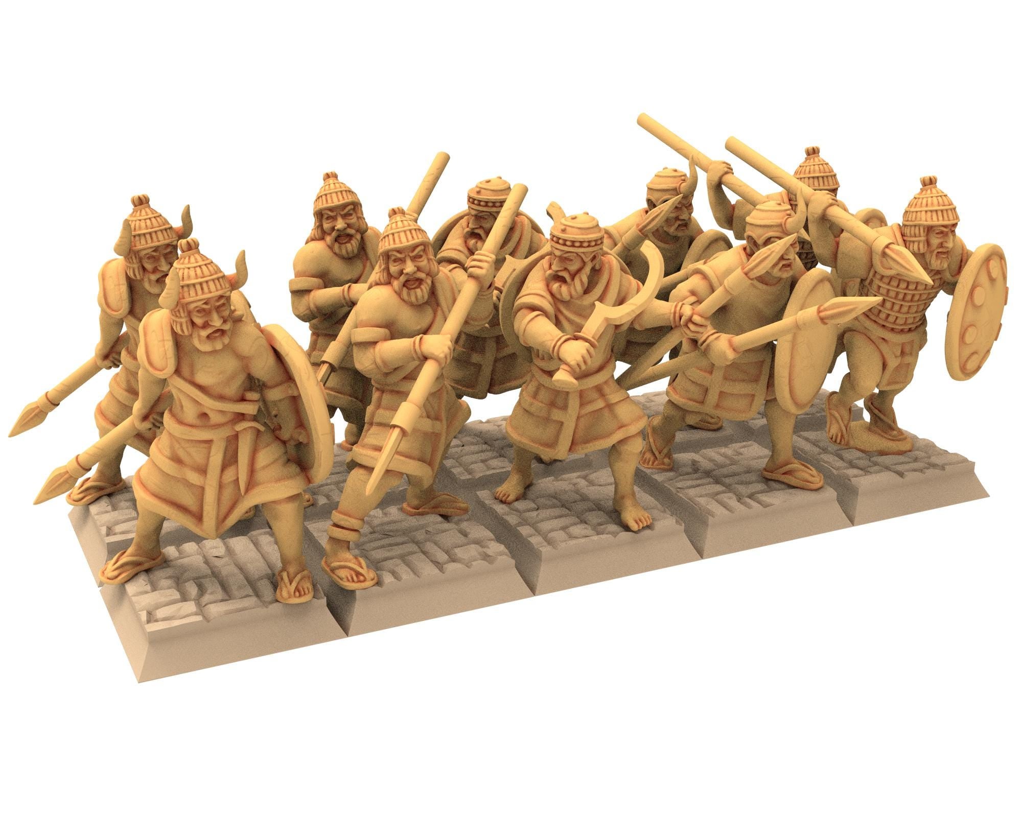 Biblical times - Sea people - Spearmen - 28mm/15mm - Historical Wargame, Hail Caesar, DBA, DBM, Saga... RedCopper