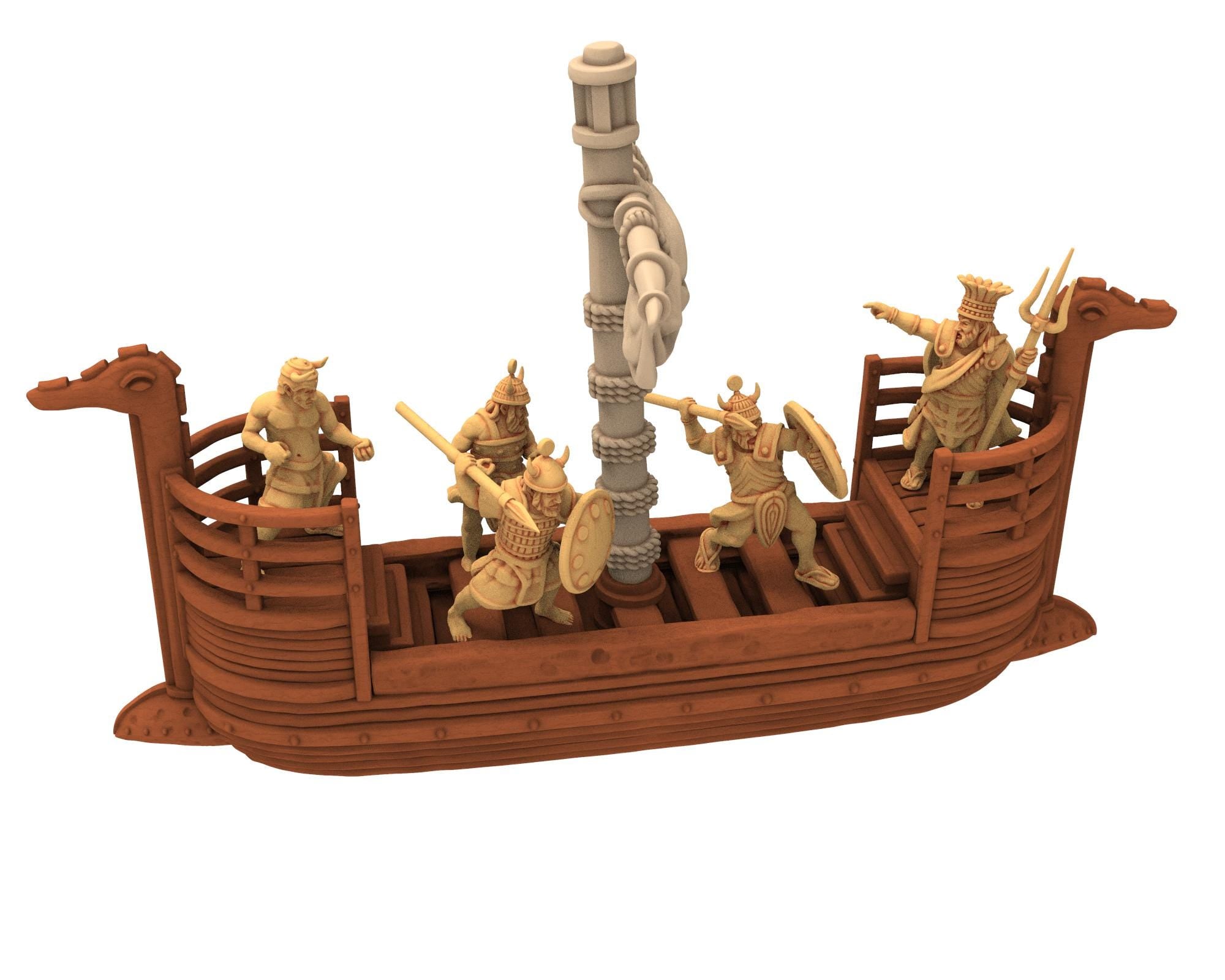 Biblical times - Sea people - Warship, Raider's Ship - 28mm/15mm - Historical Wargame, Hail Caesar, DBA, DBM, Saga... RedCopper