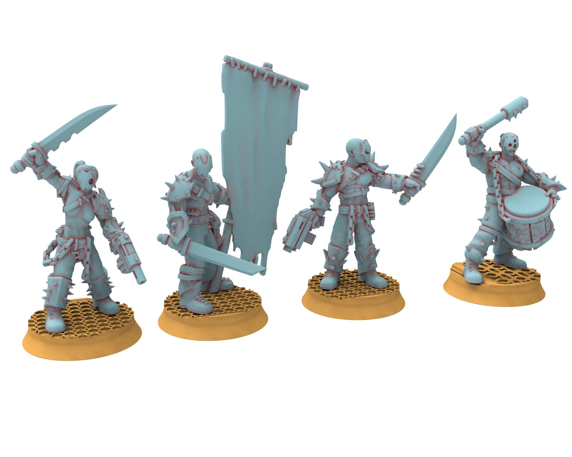 Followers of Change - 28mm Twisted Cultists of Chaos god - Staff and Leaders - OPR Tabletop wargame Resin 3D printed proxy, Edge Miniatures