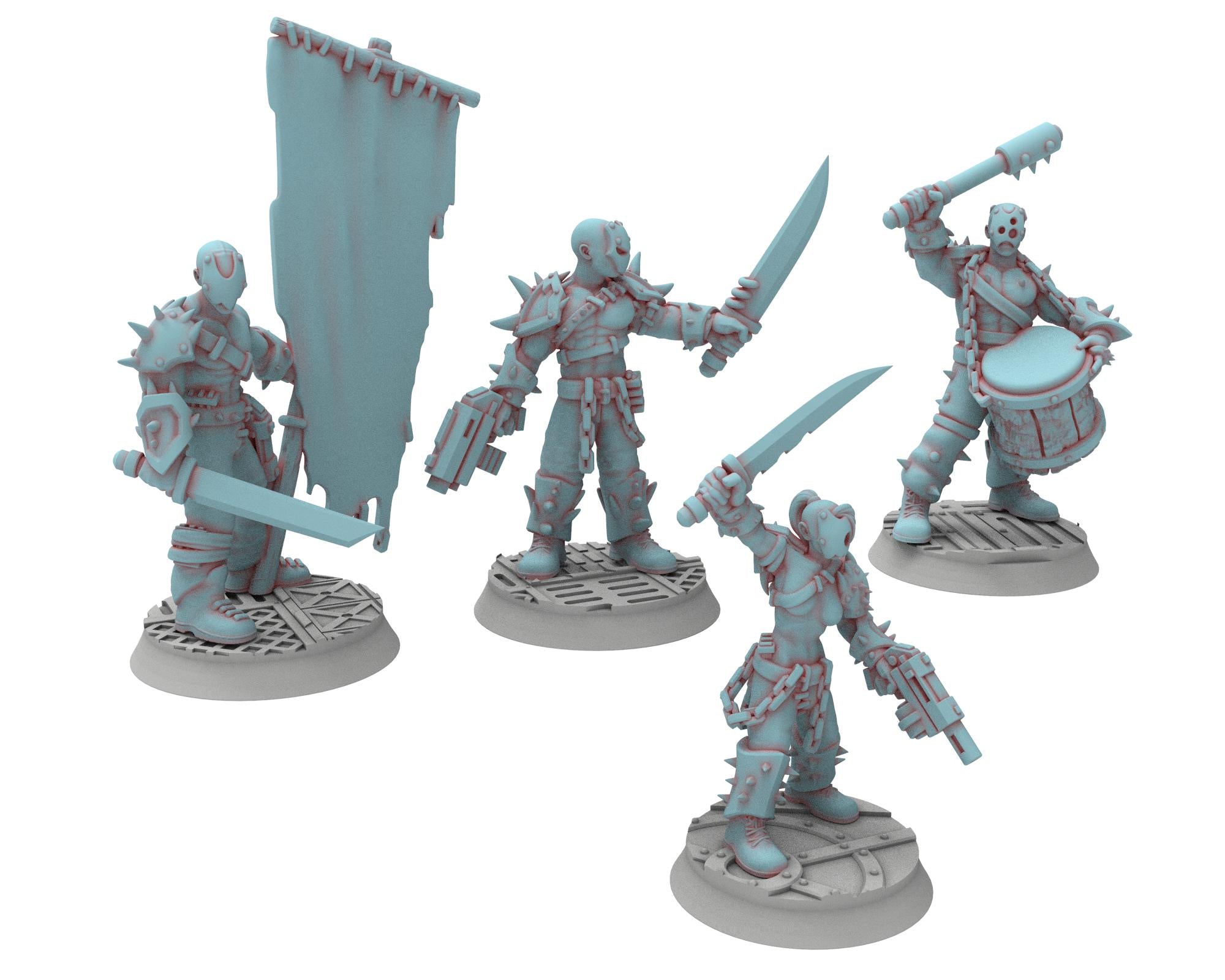 Followers of Change - 32mm Twisted Cultists of Chaos god - Staff and Leaders - OPR Tabletop wargame Resin 3D printed proxy, Edge Miniatures