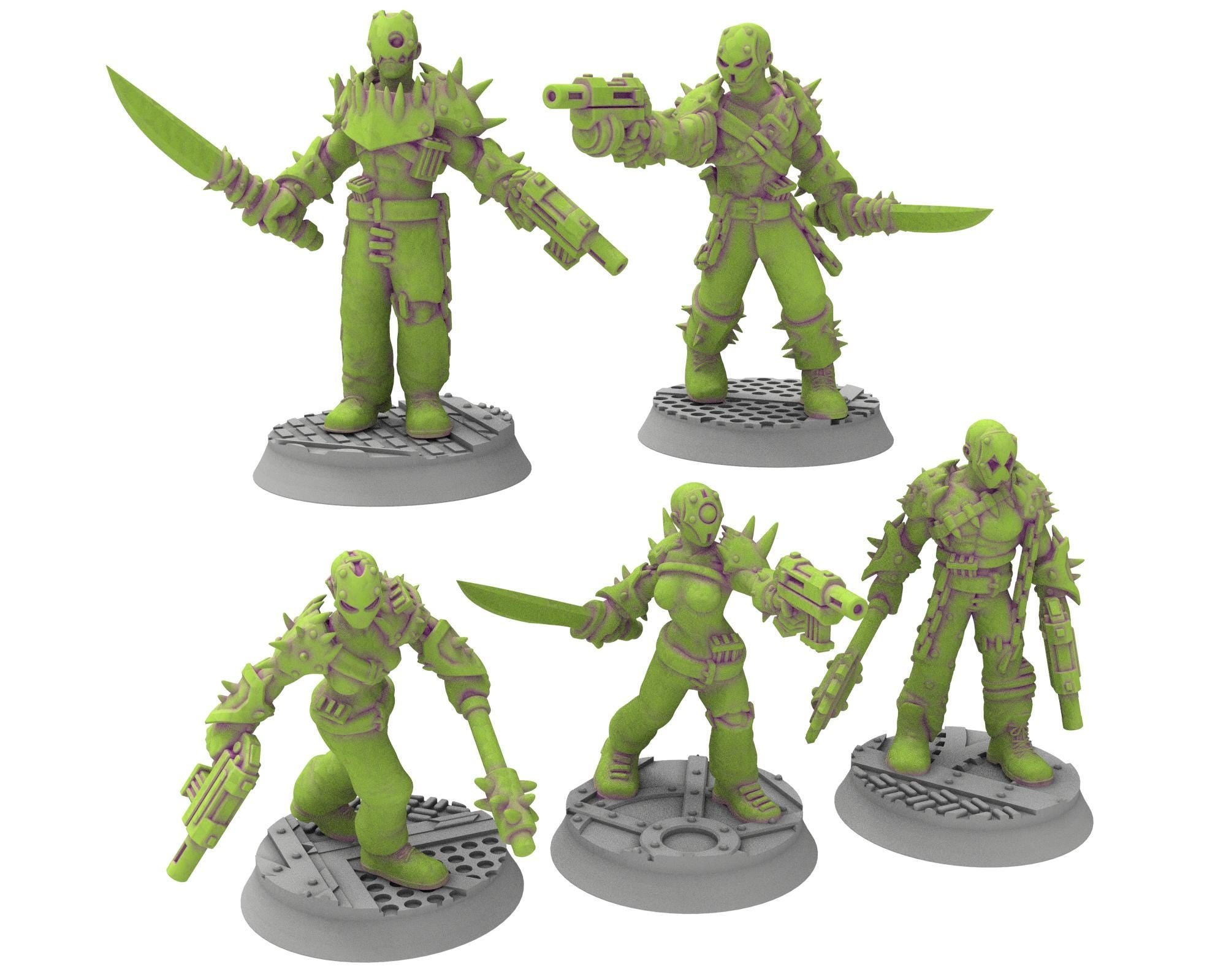 Harbingers of darkness - 32mm Cultists of Chaos god - Staff and Leaders - OPR Tabletop wargame Resin 3D printed proxy, Edge Miniatures