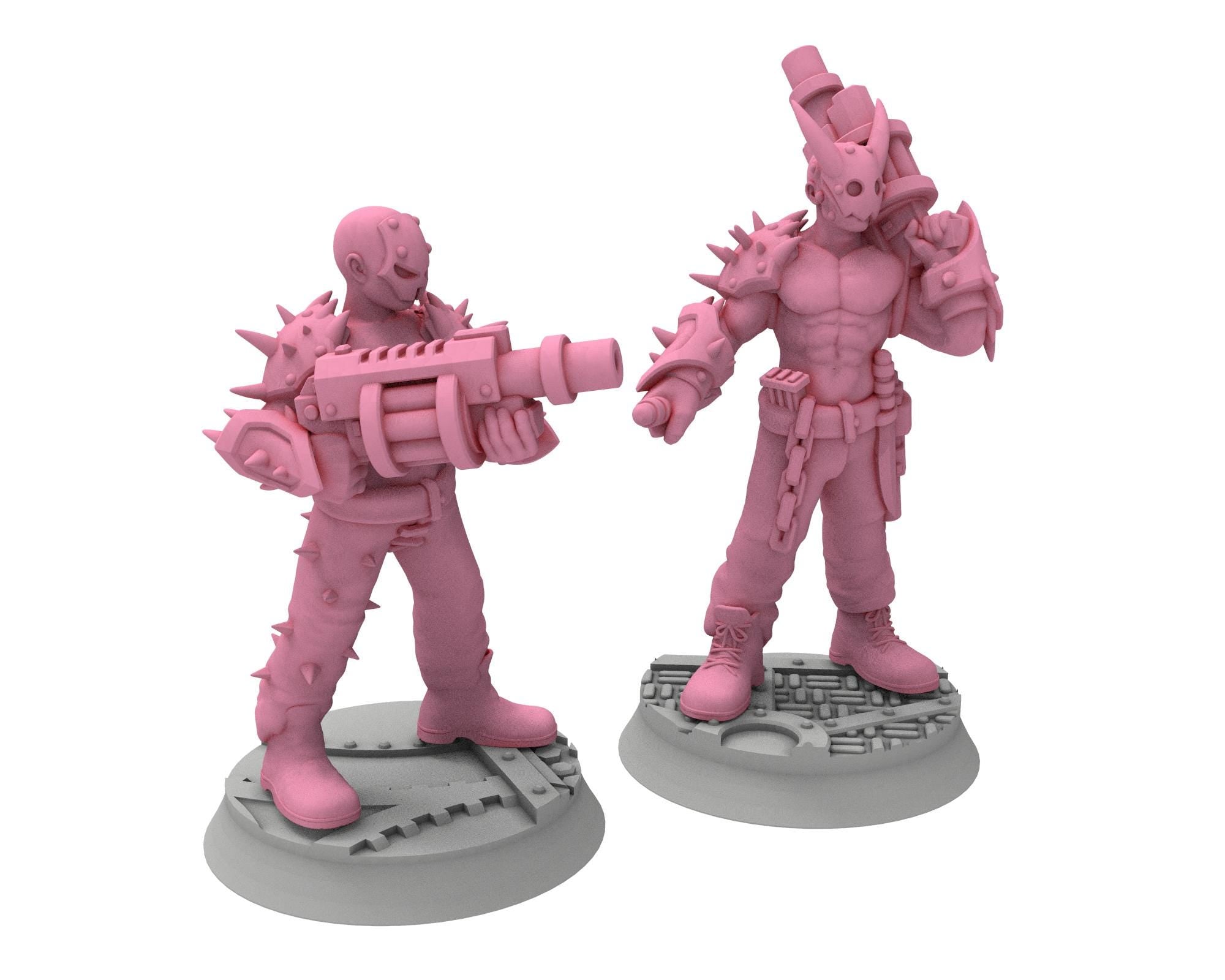 Daemons of lust - 32mm Sadistic Cultists of Chaos god - Grenade Launchers - OPR Tabletop wargame Resin 3D printed proxy, Edge Miniatures