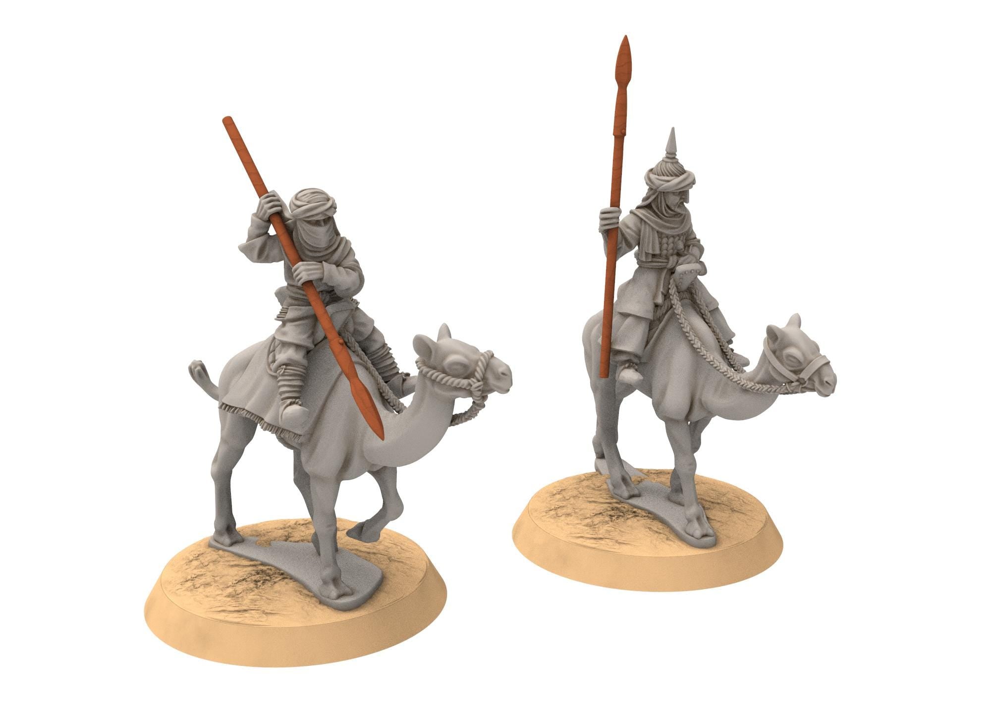 Harad - Southron Camel Riders Spears & Shields, Berber nomads, Harad Bedouin Arabs Sarazins Medbury miniatures for wargame DnD, Lotr...