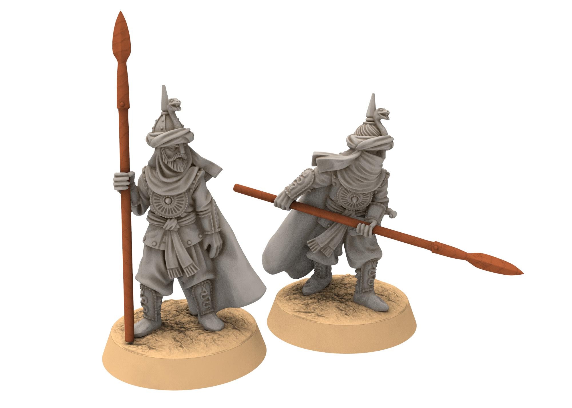 Harad - Southron Mounted Palace Guards with Spears, Berber nomads, Harad Bedouin Arabs Sarazins Medbury miniatures for wargame DnD, Lotr...