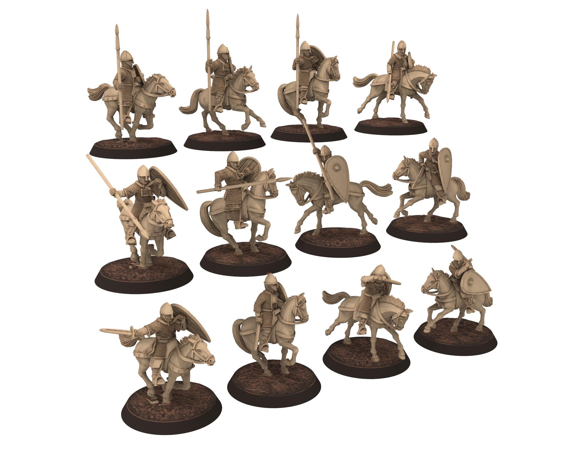 Medieval - Norman - Cavalrymen with swords, 11th century, Medieval soldiers, 28mm Historical Wargame, Saga... Medbury miniatures