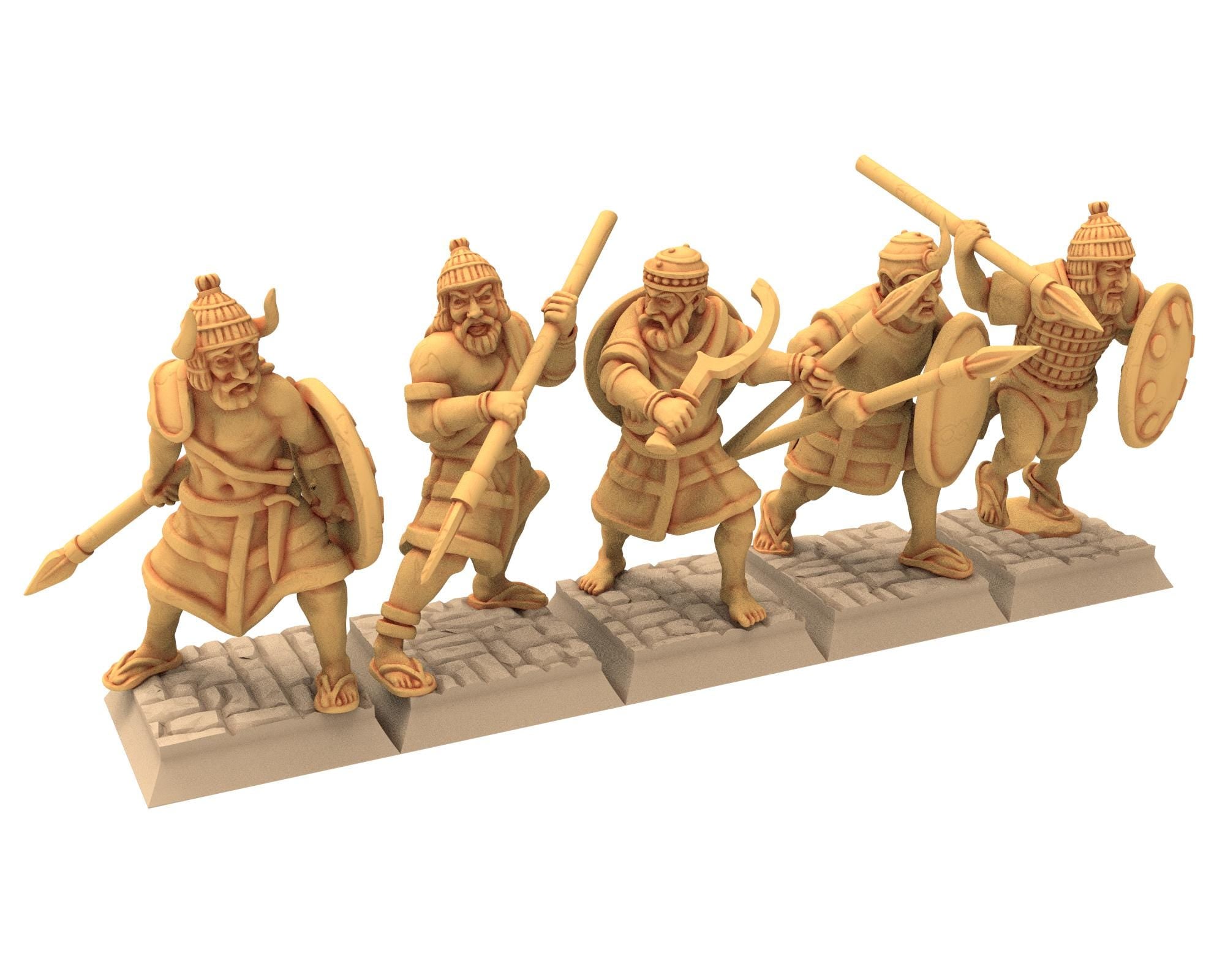 Biblical times - Sea people - Spearmen - 28mm/15mm - Historical Wargame, Hail Caesar, DBA, DBM, Saga... RedCopper