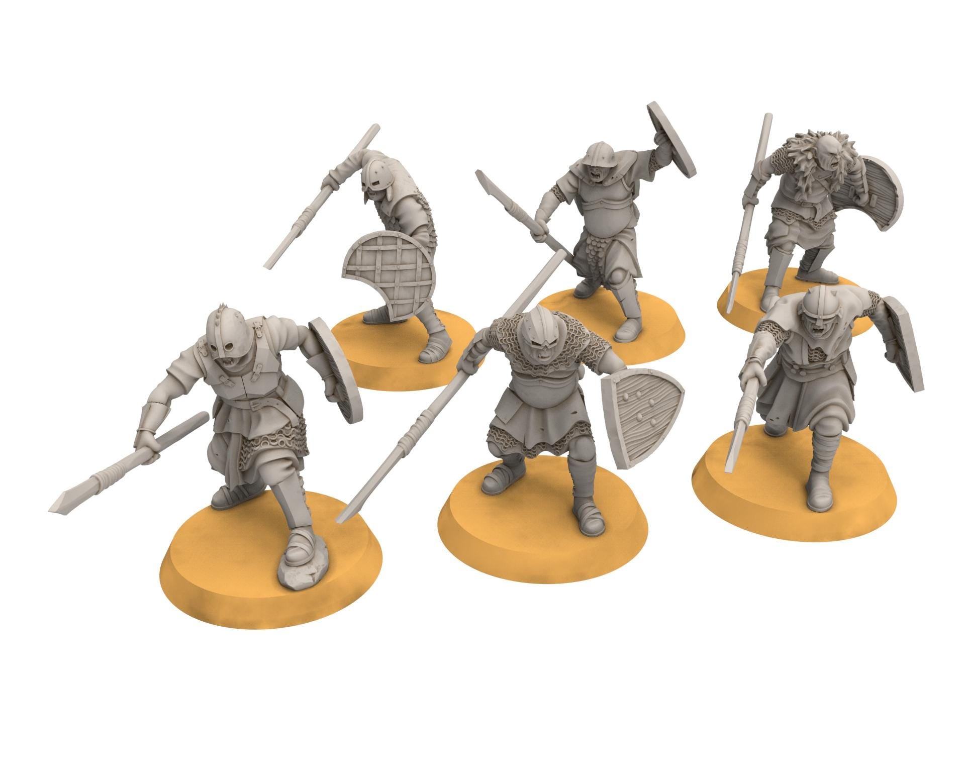 Orc horde - Mörlok Orcs with spear, Orc warriors warband, Davale, Middle rings miniatures pour wargame D&D, Lotr...