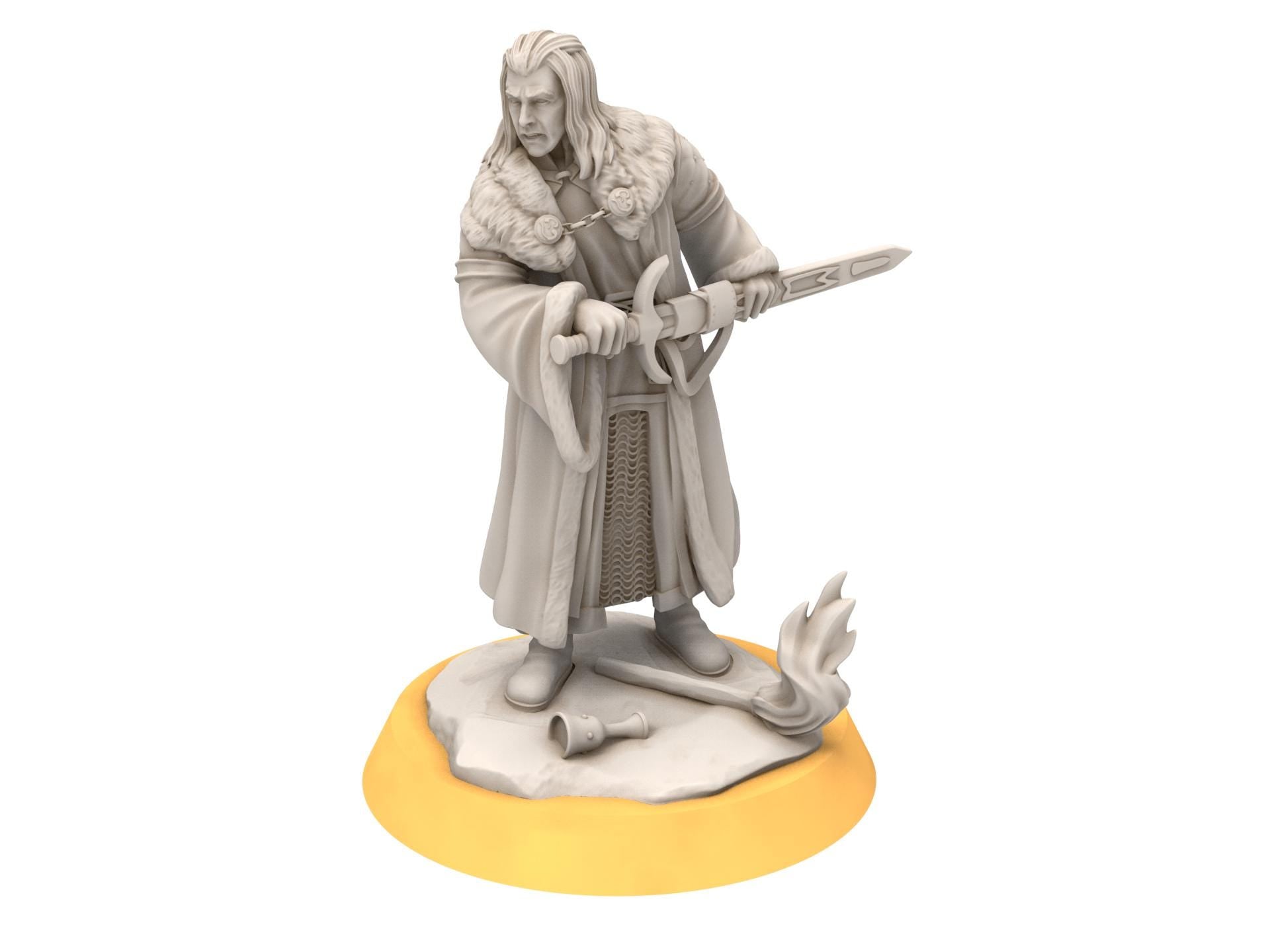 Gandor - Enecthor Grey Castle Lieutenant, Captain of Rangers, Banner Protectors of the shire, miniatures for wargame D&D, Lotr...