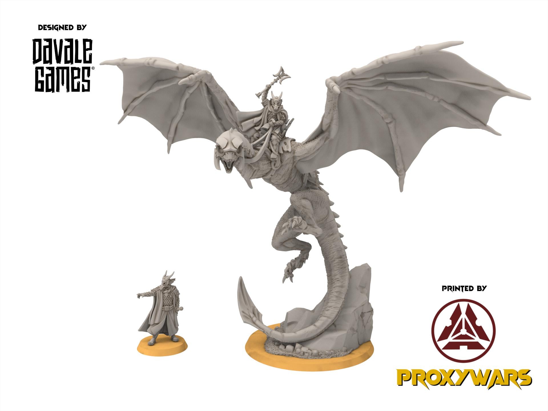 Easterlings - Wyvern with Dark Mage, ruins city river, Middle rings miniatures for wargame D&D, Lotr.. Davale Games