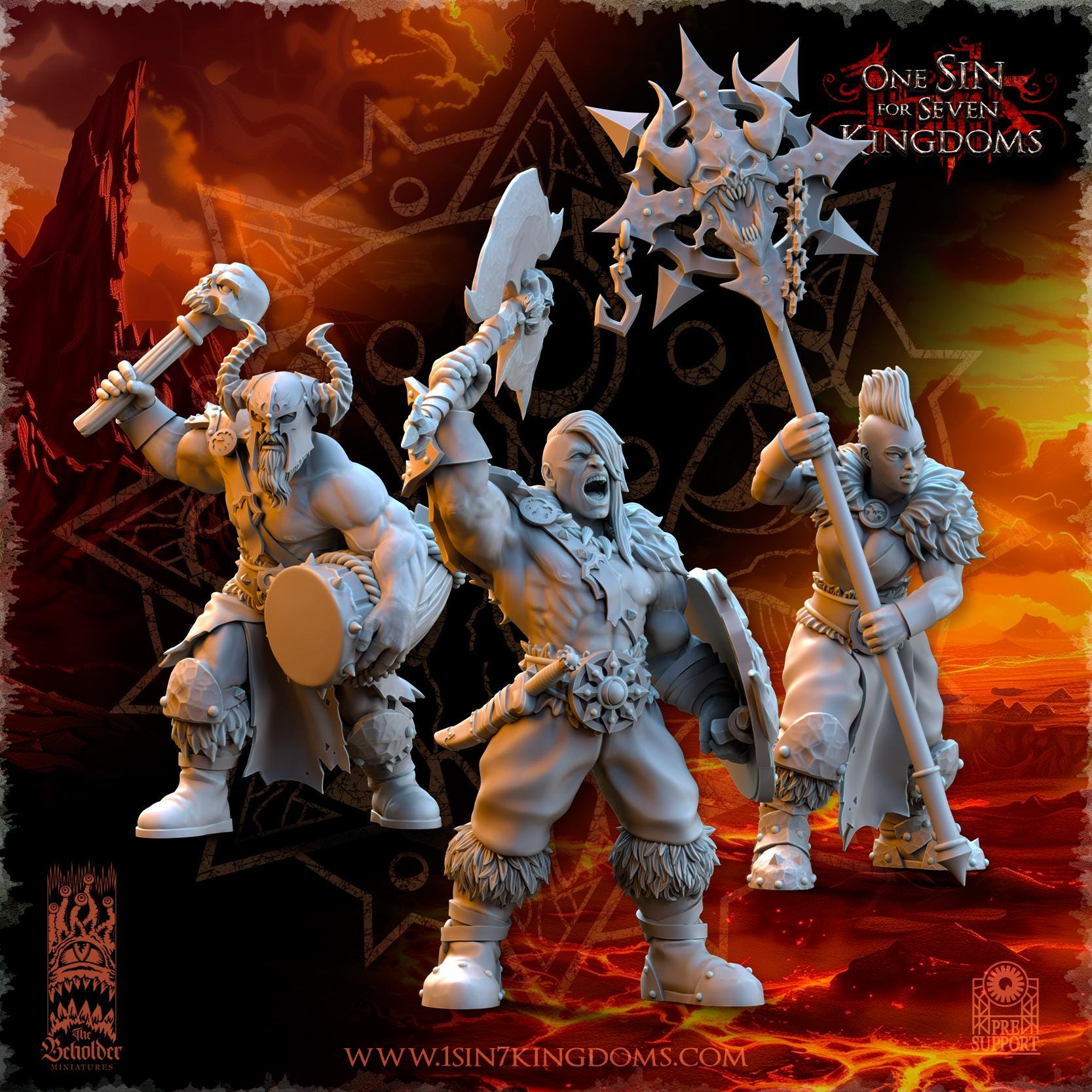 Chaos - Realms of Mayhem Barbarian Command Group - One Sin For Seven Kingdoms