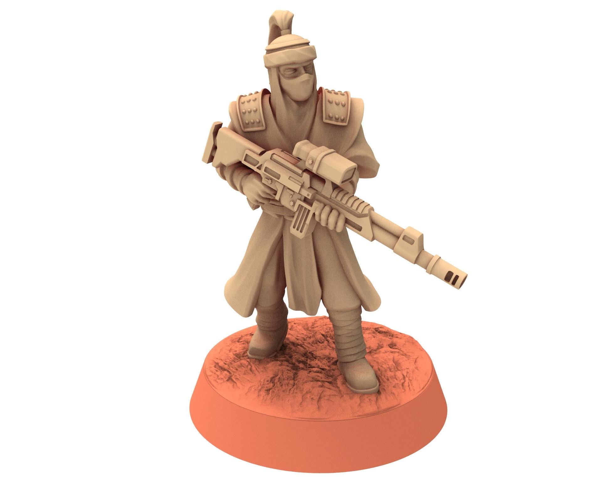 Desert Raiders - Treasury Guards Imperial guard post apocalyptic, usable for tabletop futuristic wargame, Dune, Star wars Quatermaster 3D