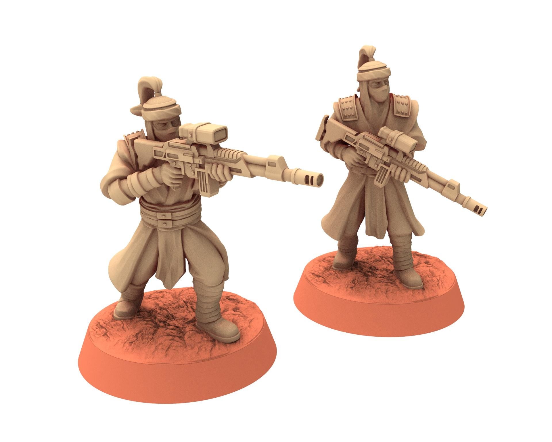 Desert Raiders - Treasury Guards Imperial guard post apocalyptic, usable for tabletop futuristic wargame, Dune, Star wars Quatermaster 3D