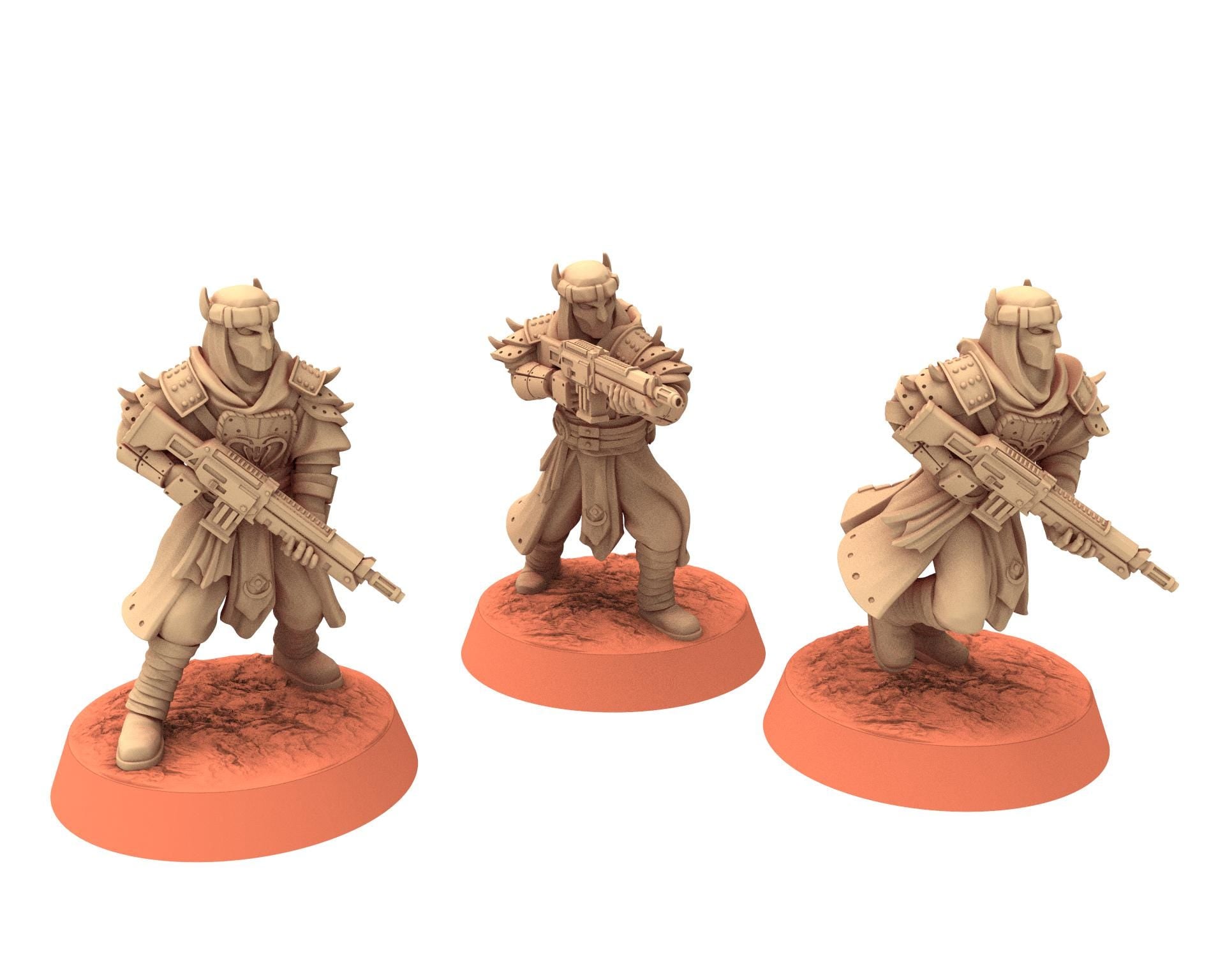 Desert Raiders - Elite infantry Imperial guard post apocalyptic, usable for tabletop futuristic wargame, Dune, Star wars Quatermaster 3D