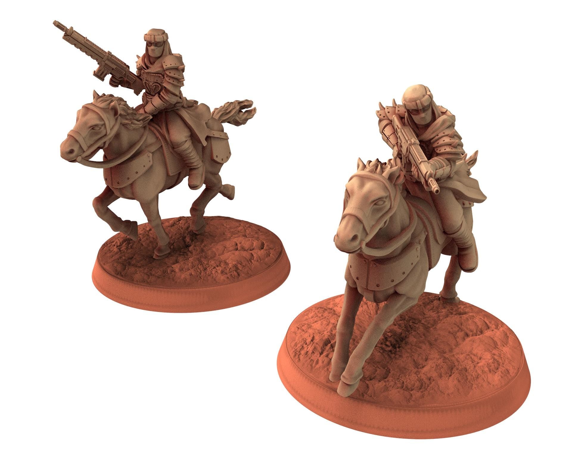 Desert Raiders - Motobike Riders Imperial guard post apocalyptic, usable for tabletop futuristic wargame, Dune, Star wars Quatermaster 3D