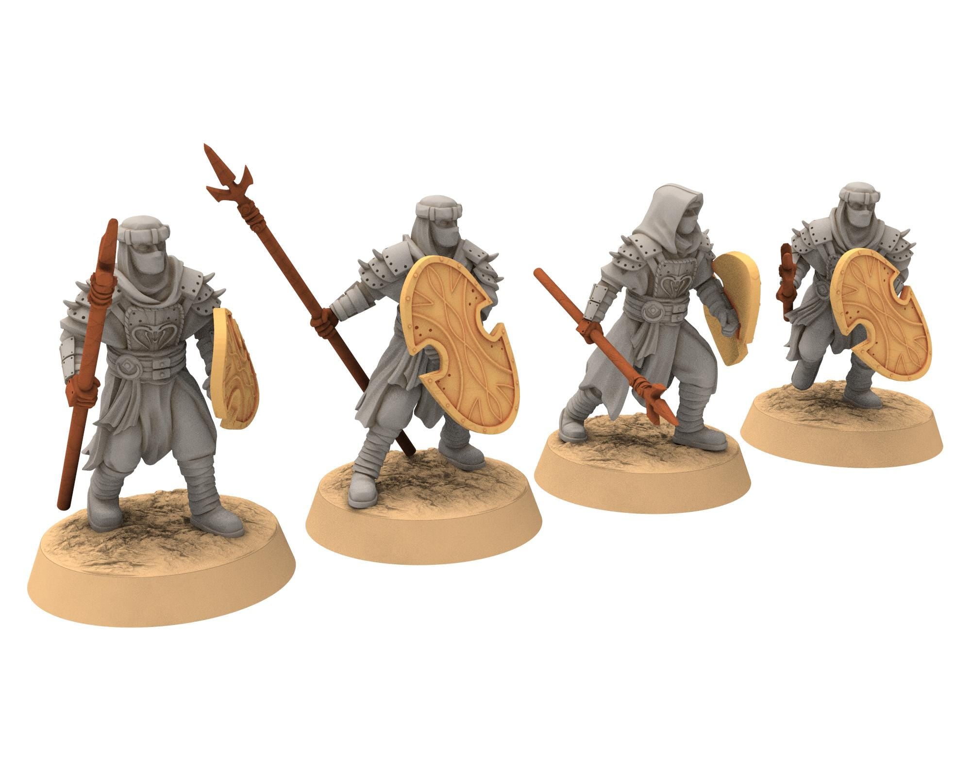 Harad - x4 Modular Cobra Warrior Sword & shield Berber nomads, Bedouin Arabs Sarazins miniatures for wargame DnD, Lotr... Quatermaster3D