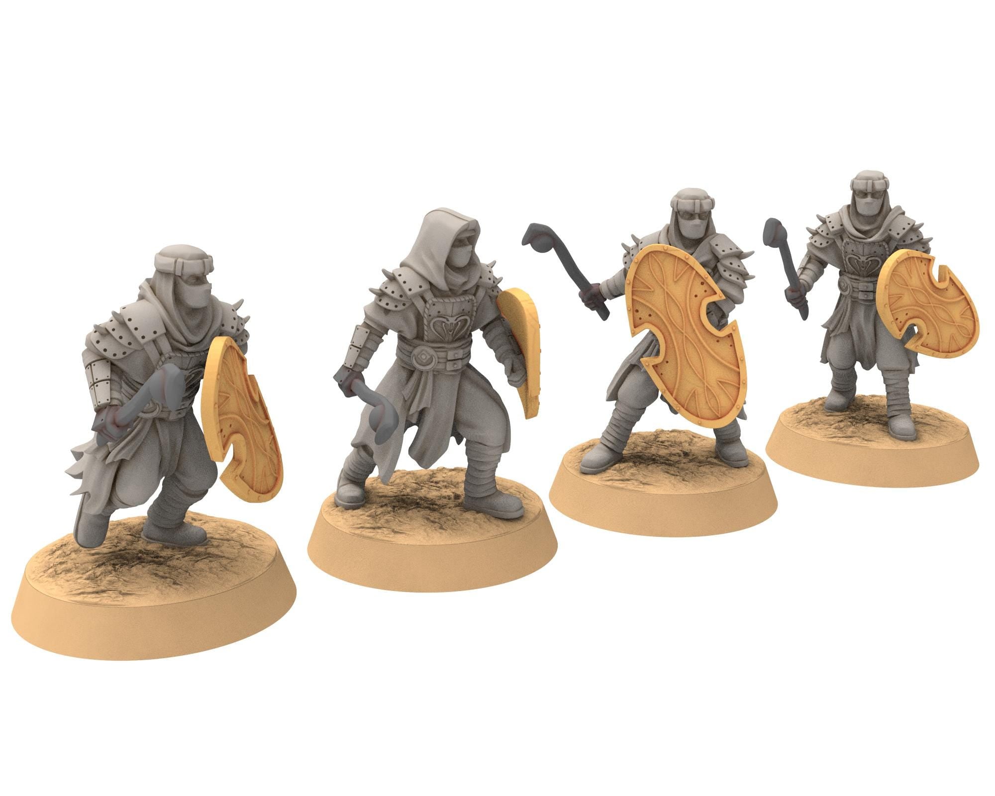 Harad - x4 Modular Cobra Warrior Sword & shield Berber nomads, Bedouin Arabs Sarazins miniatures for wargame DnD, Lotr... Quatermaster3D