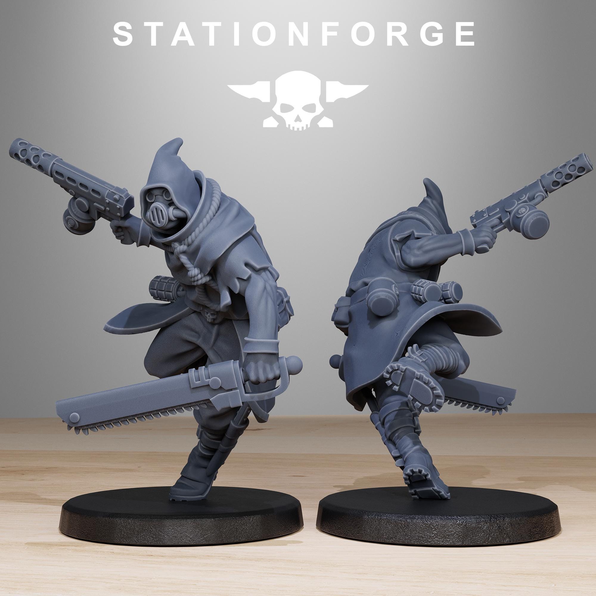 National Guard, GrimCorps Mercenaries, assassin, mechanized infantry, post apocalyptic empire, usable for tabletop wargame.