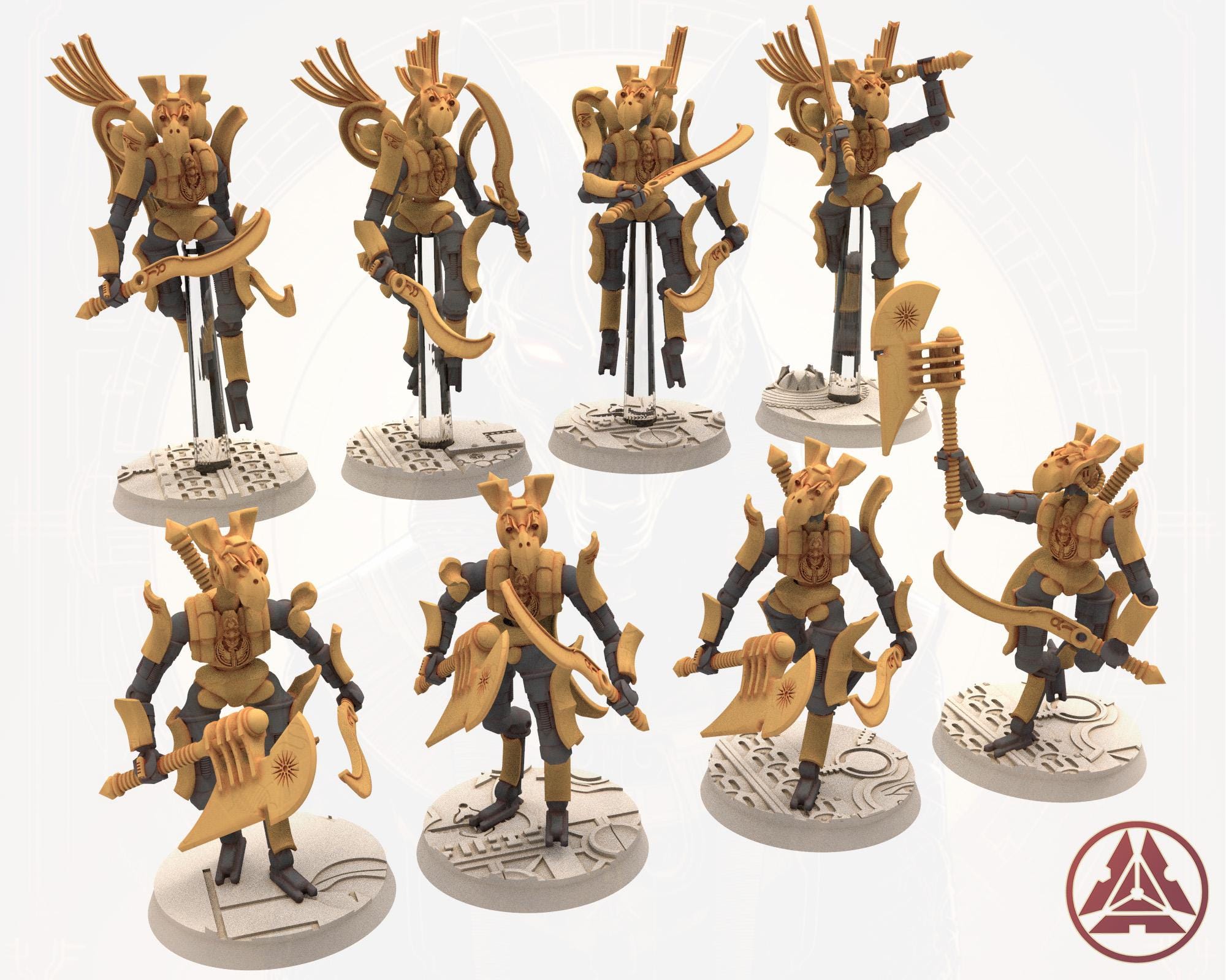 Cinan - Horus - Akhet - Chema: Assault, Battle Robot, space lord's guardians of the Necropolis, solid & modular posable miniatures