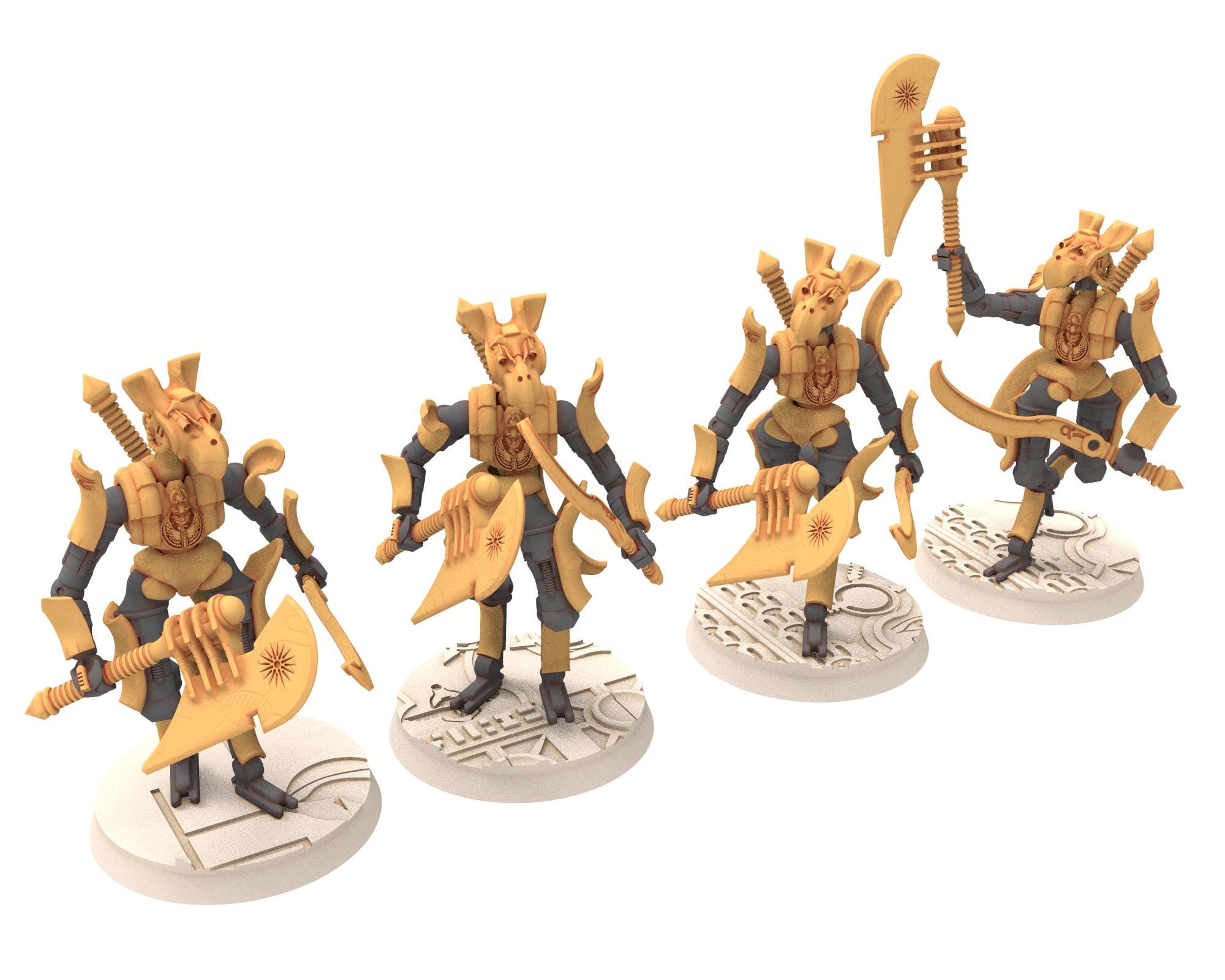 Cinan - Horus - Akhet - Chema: Assault, Battle Robot, space lord's guardians of the Necropolis, solid & modular posable miniatures