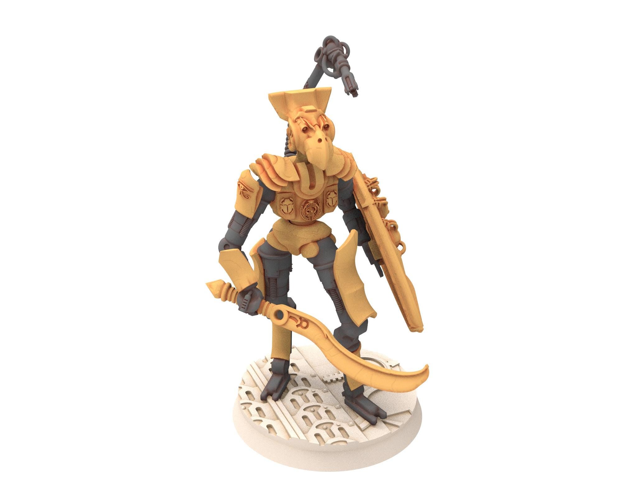 Cinan - Horus - Akhet - Mesout: Assault, Battle Robot, space lord's guardians of the Necropolis, solid & modular posable miniatures