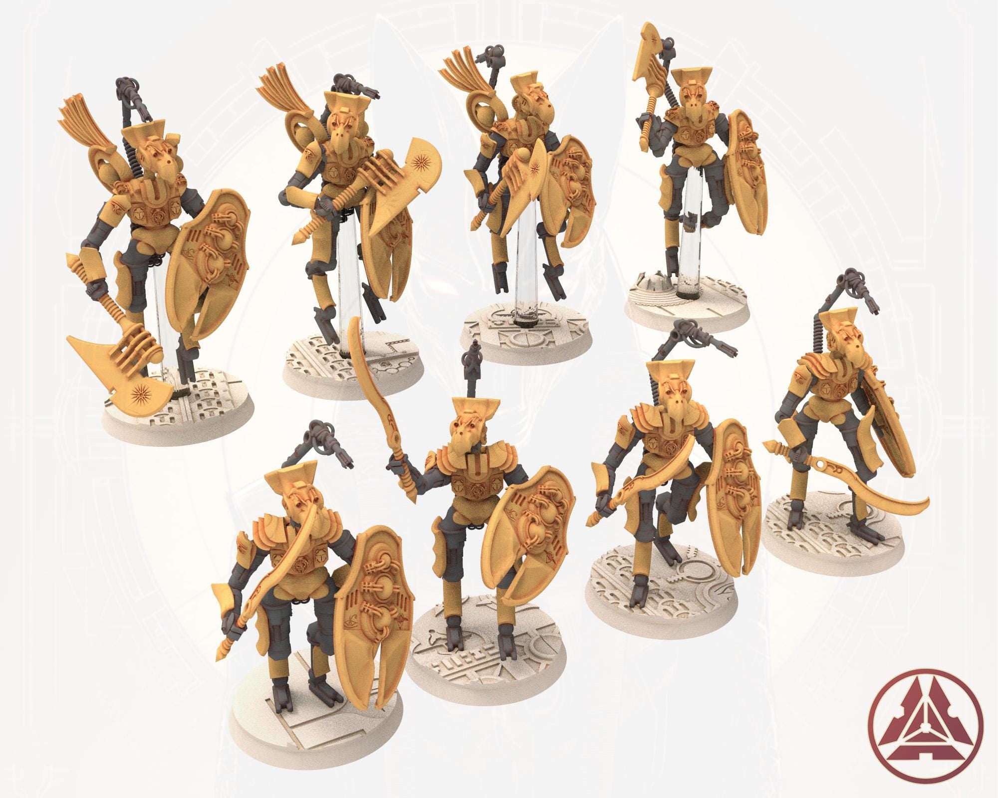 Cinan - Horus - Akhet - Mesout: Assault, Battle Robot, space lord's guardians of the Necropolis, solid & modular posable miniatures