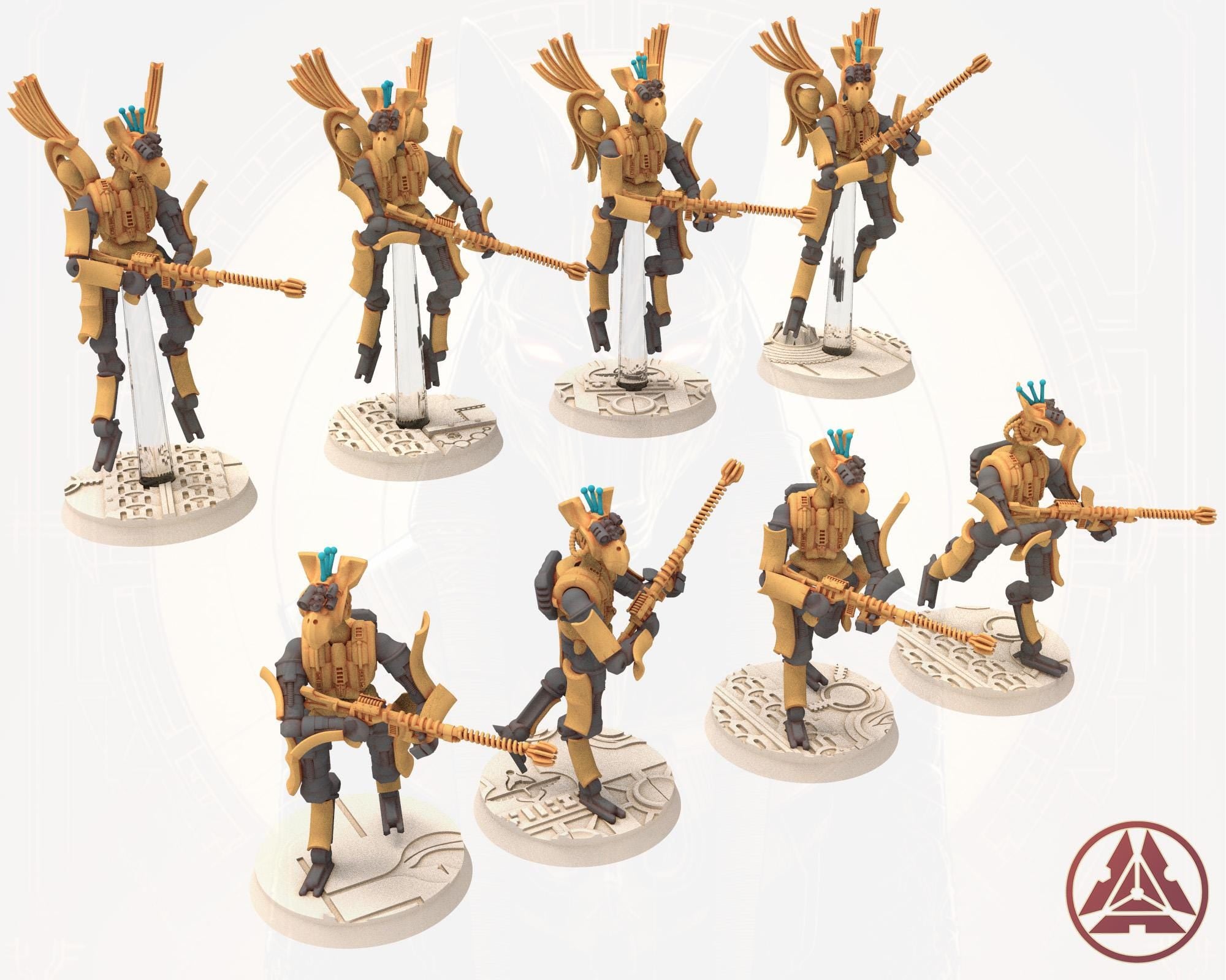 Cinan - Horus - Peret - Deshret: Line, Battle Robot, space lord's guardians of the Necropolis, solid & modular posable miniatures