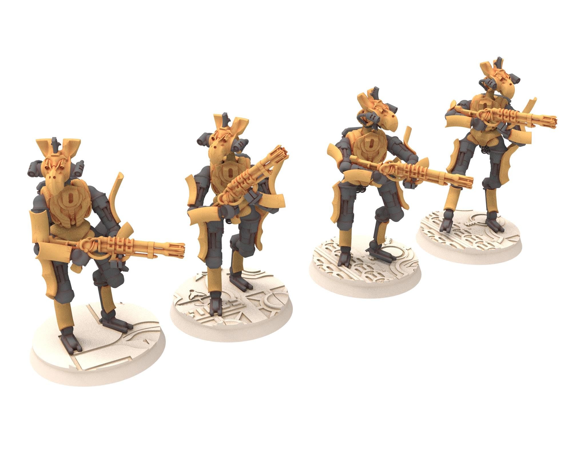 Cinan - Horus - Peret - Mesehti: Line, Battle Robot, space lord's guardians of the Necropolis, solid & modular posable miniatures