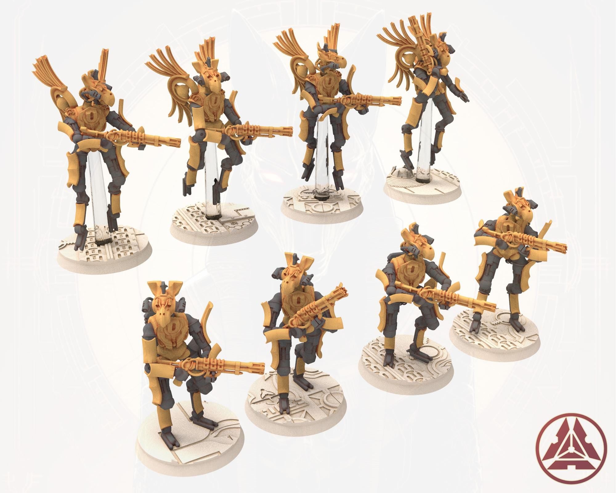 Cinan - Horus - Peret - Mesehti: Line, Battle Robot, space lord's guardians of the Necropolis, solid & modular posable miniatures