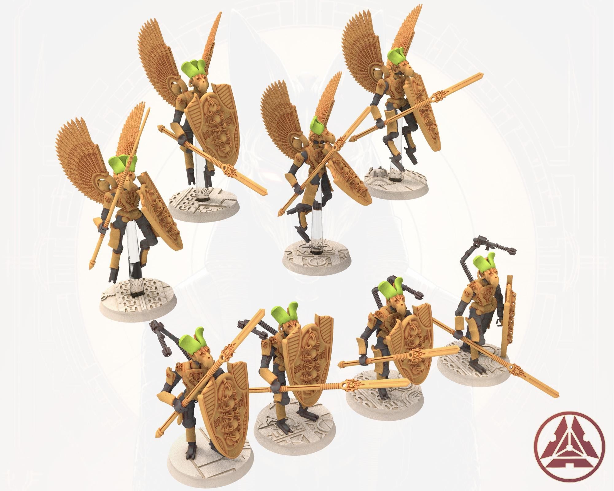 Cinan - Horus - Akhet - Ikem: Assault, Battle Robot, space lord's guardians of the Necropolis, solid & modular posable miniatures