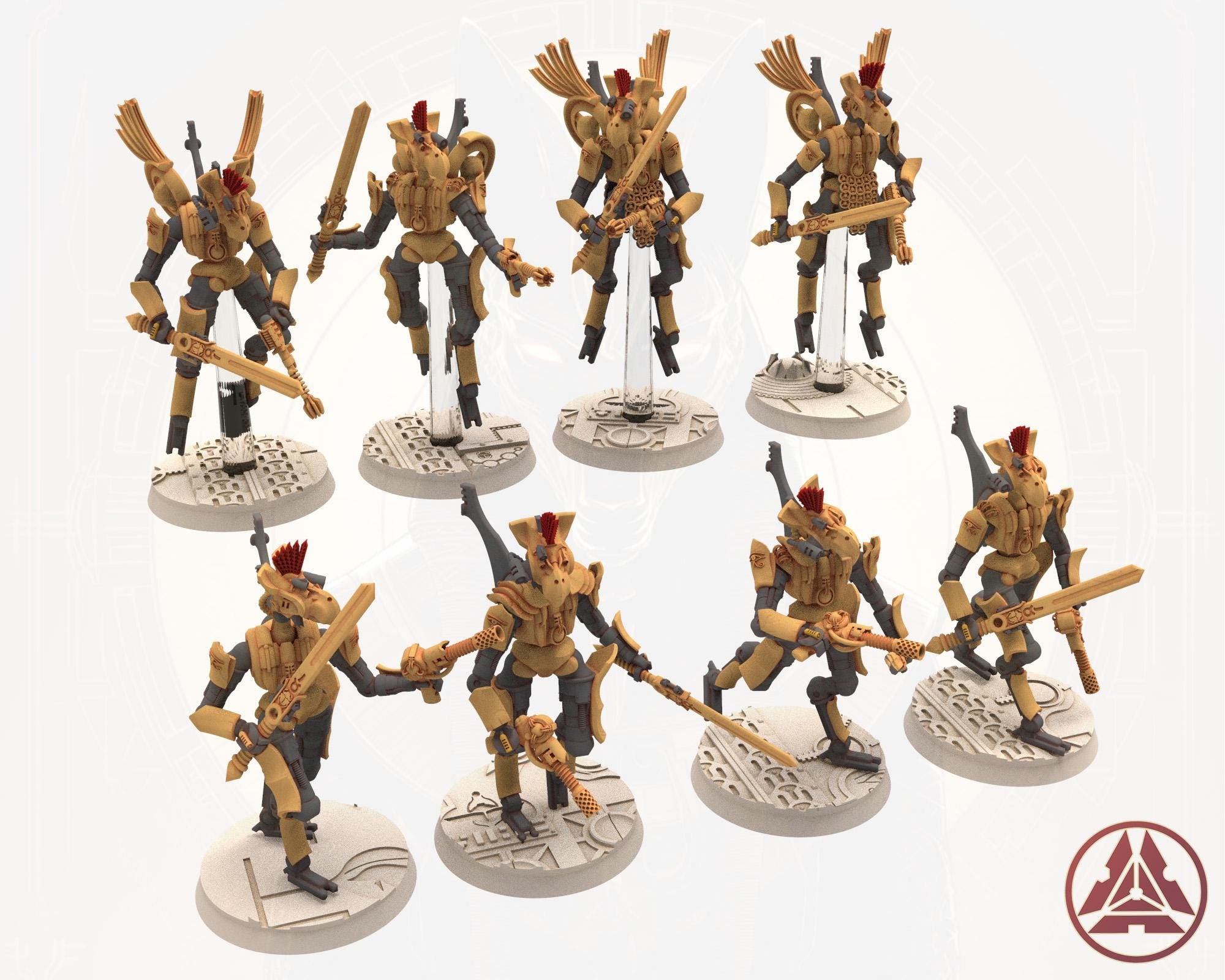 Cinan - Horus - Akhet - Parath: Assault, Battle Robot, space lord's guardians of the Necropolis, solid & modular posable miniatures