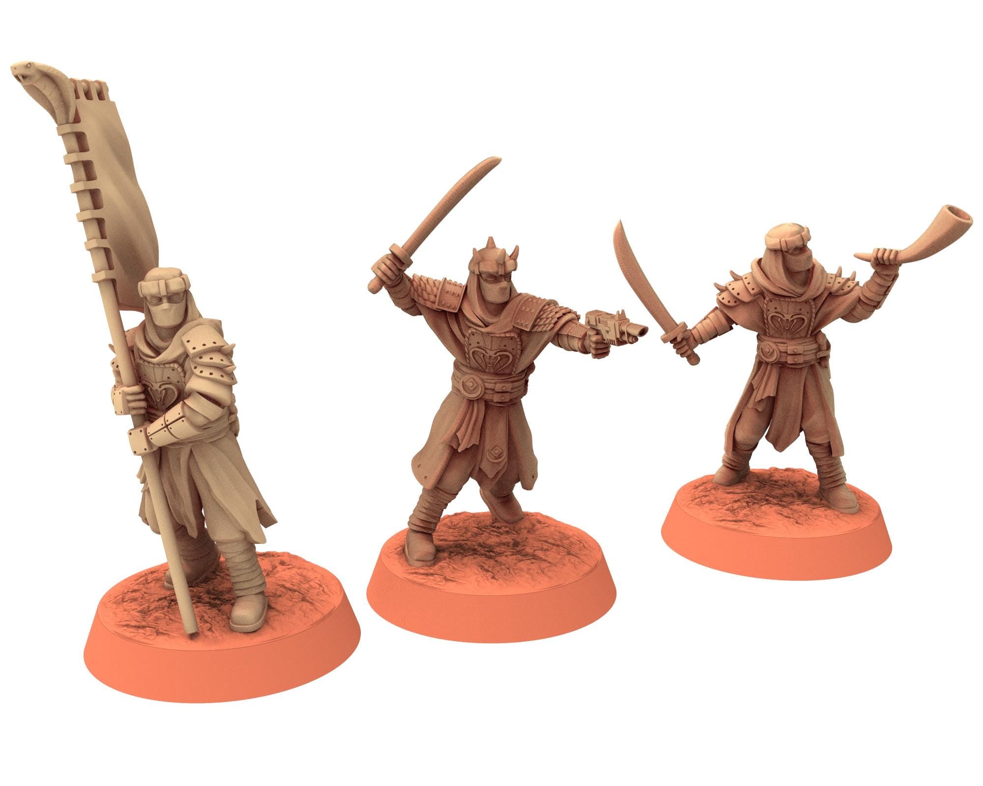 Desert Raiders - Main Troops Imperial guard post apocalyptic empire, usable for tabletop futuristic wargame, Dune, Star wars Quatermaster 3D