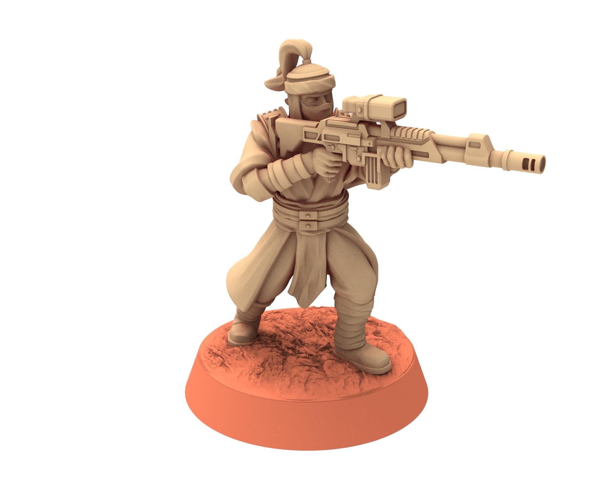 Desert Raiders - Merc Sharpshooters Imperial guard post apocalyptic, usable for tabletop futuristic wargame, Dune, Star wars Quatermaster 3D