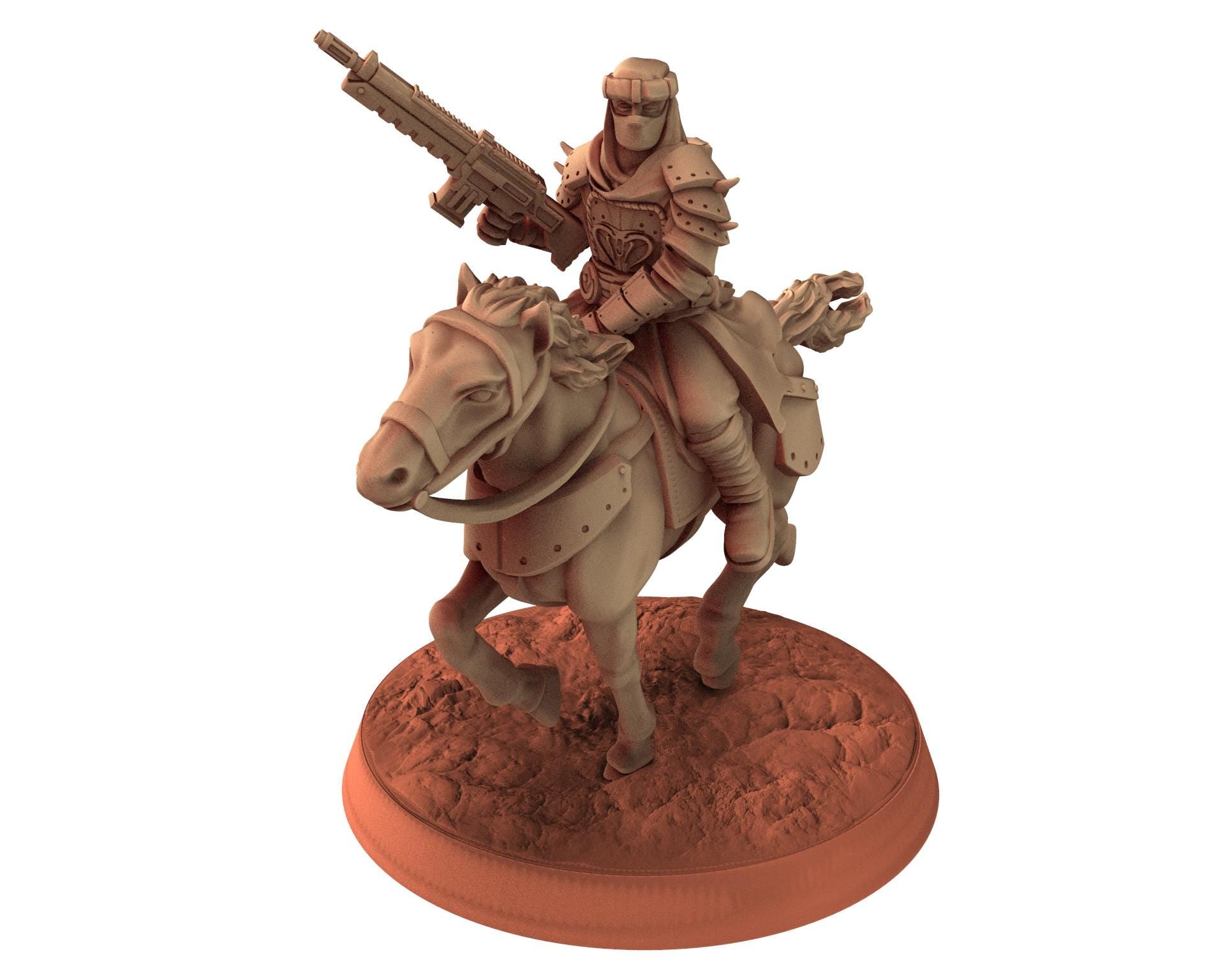 Desert Raiders - Main Cavalrymen Imperial guard post apocalyptic, usable for tabletop futuristic wargame, Dune, Star wars Quatermaster 3D